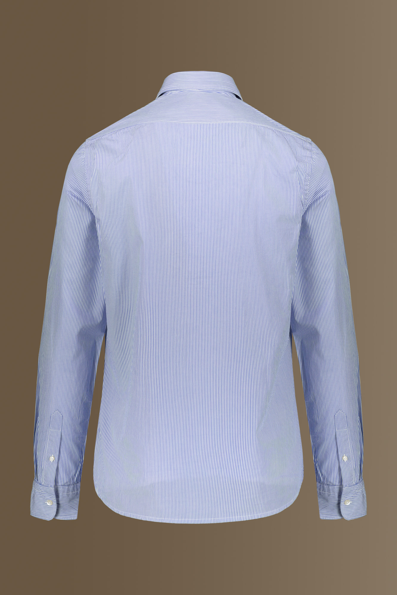 Camicia classica lavata 100% cotone collo francese tinto filo popeline riga stretta image number null