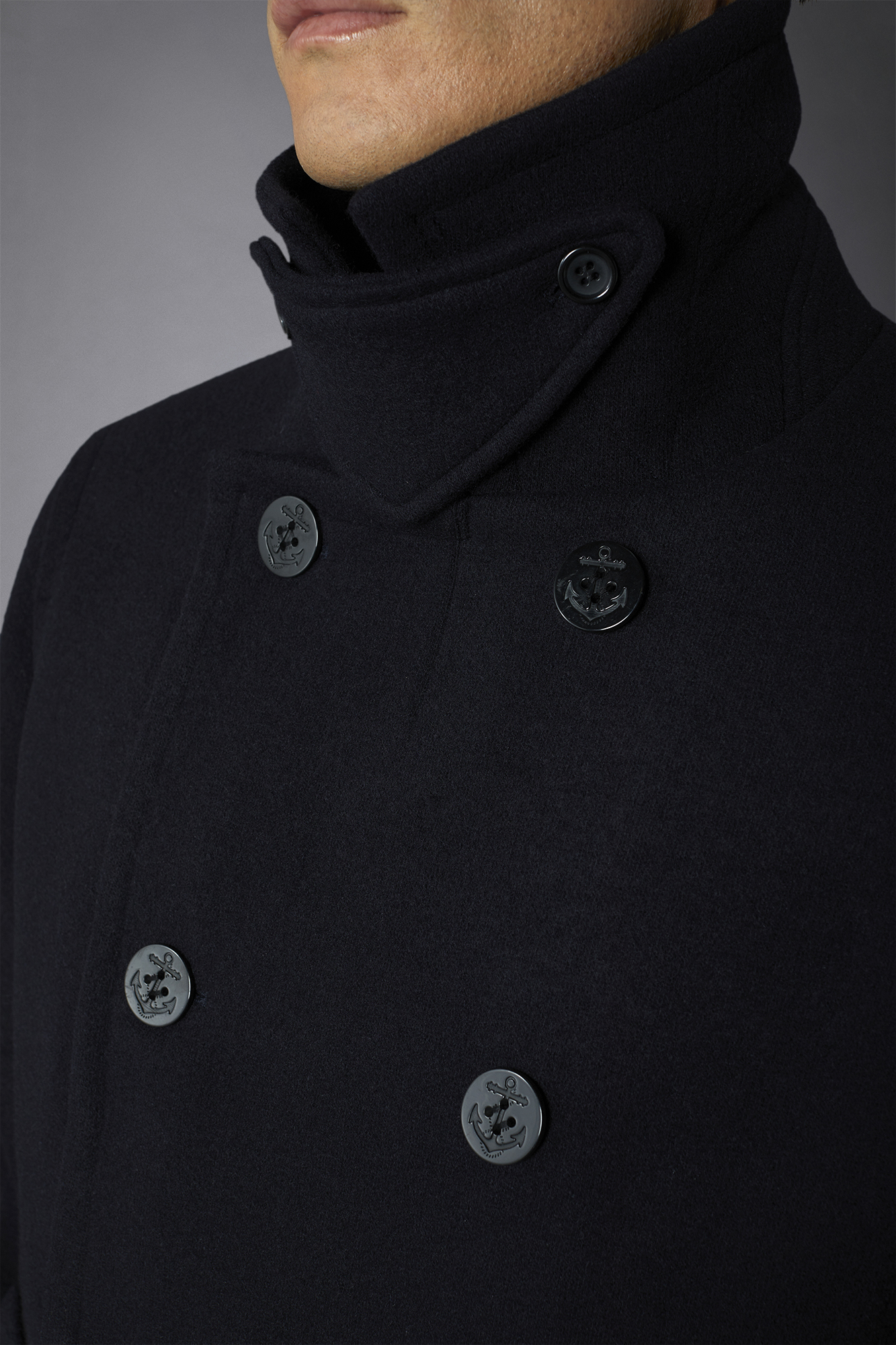 Men's wool-blend padded peacoat with regular fit side pockets image number null
