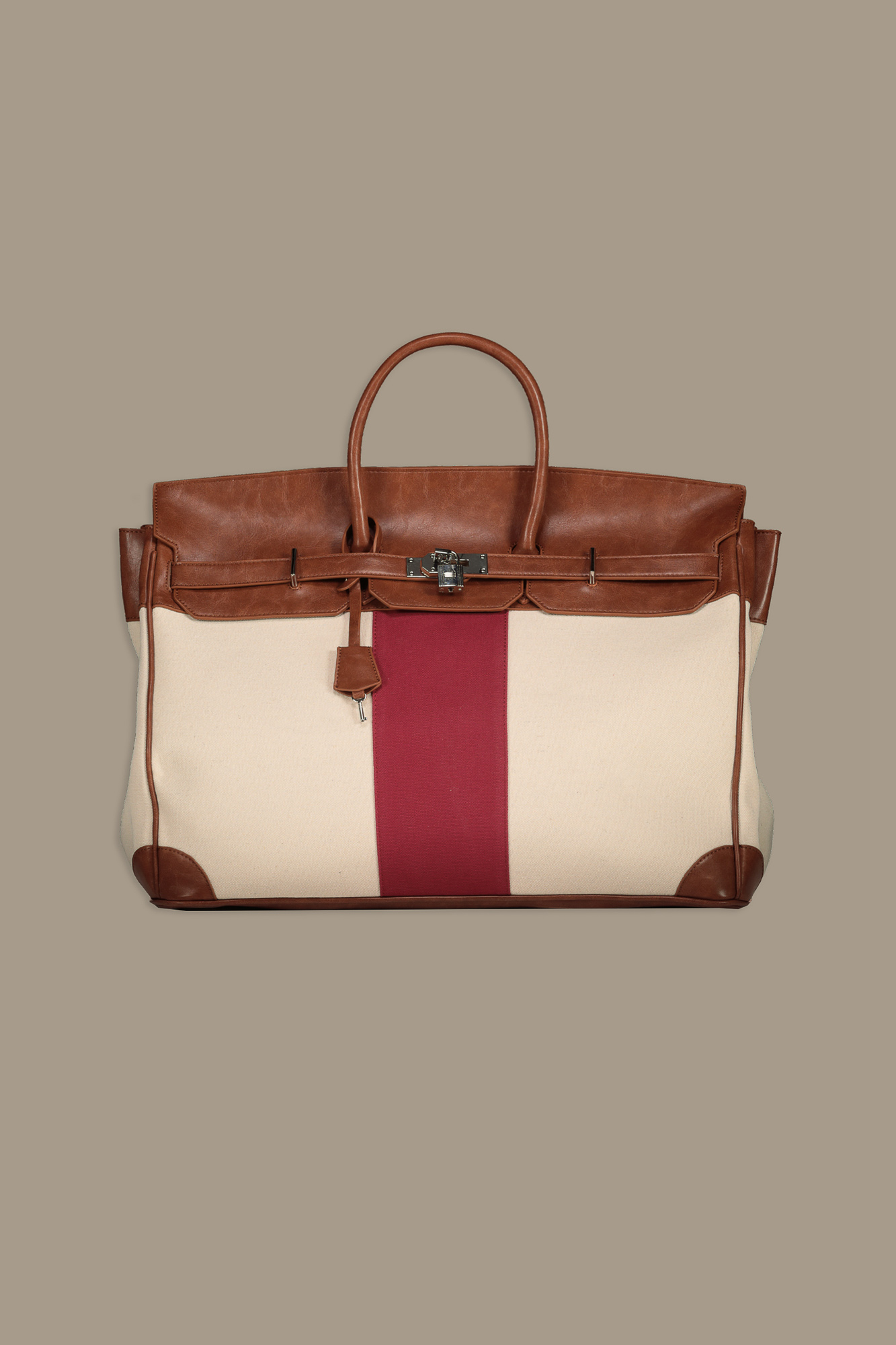 100%cotton and synthetic leather travel bag image number null