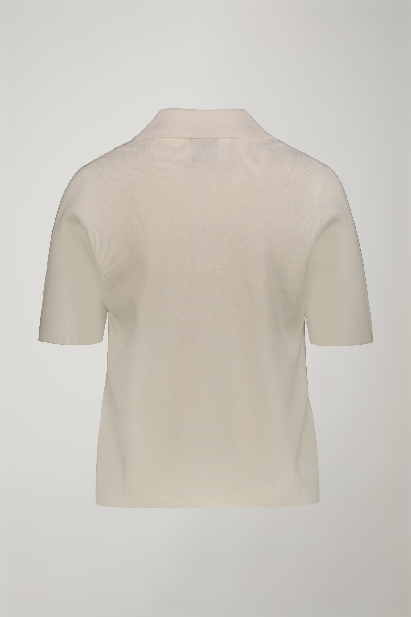 Einfarbiges Damen-Poloshirt mit kurzen Ärmeln aus Strick image number null