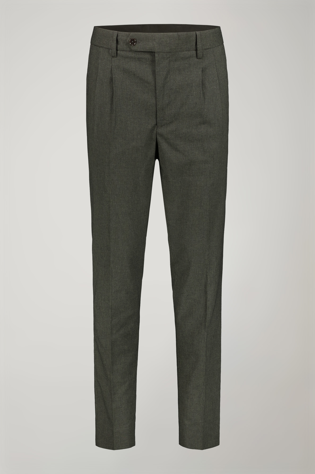 Pantalone classico uomo con doppia pince tessuto con disegno micro pied de poule regular fit image number null