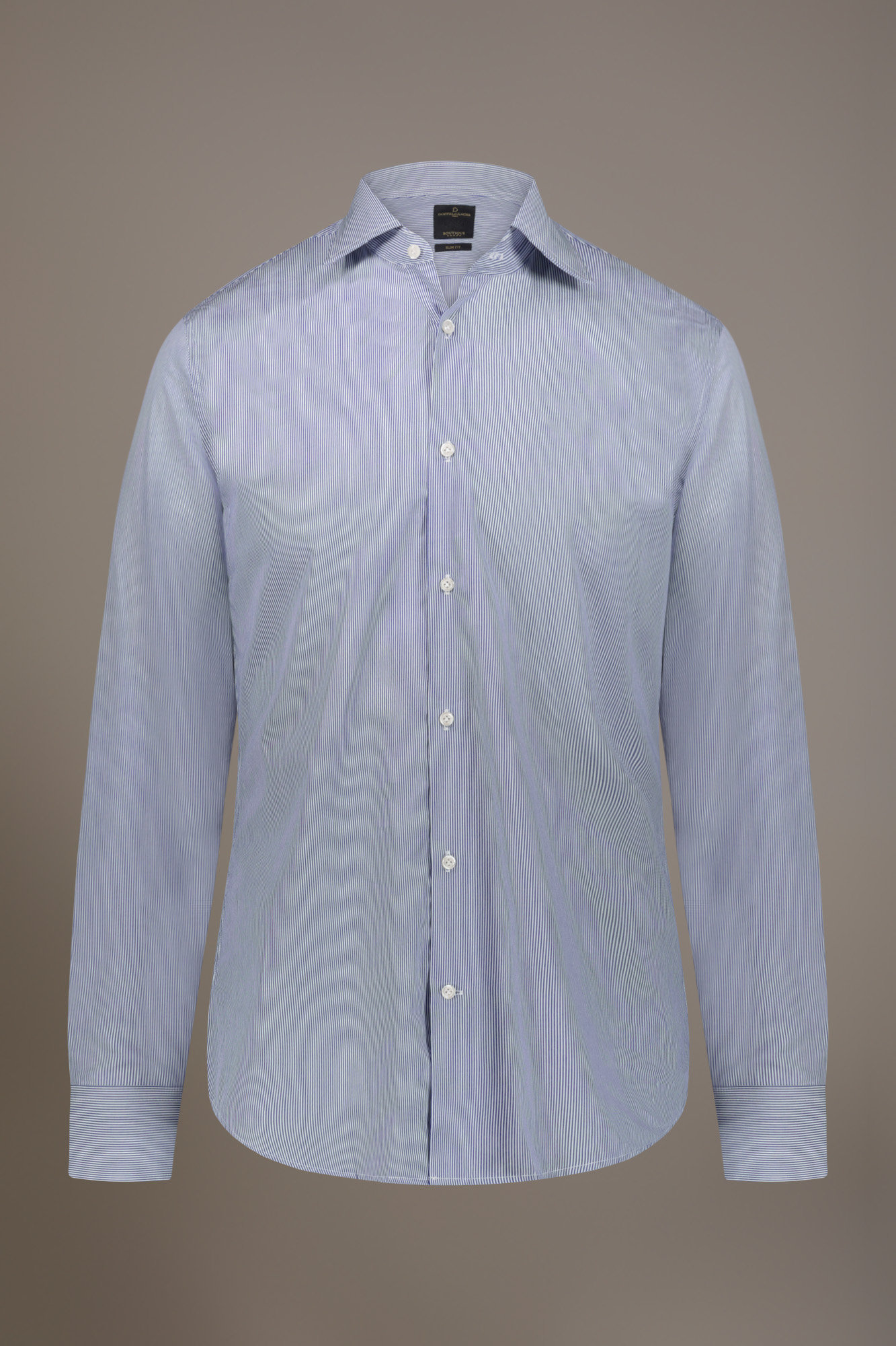 Camicia classica collo francese slim fit tessuto tinto filo rigato image number null