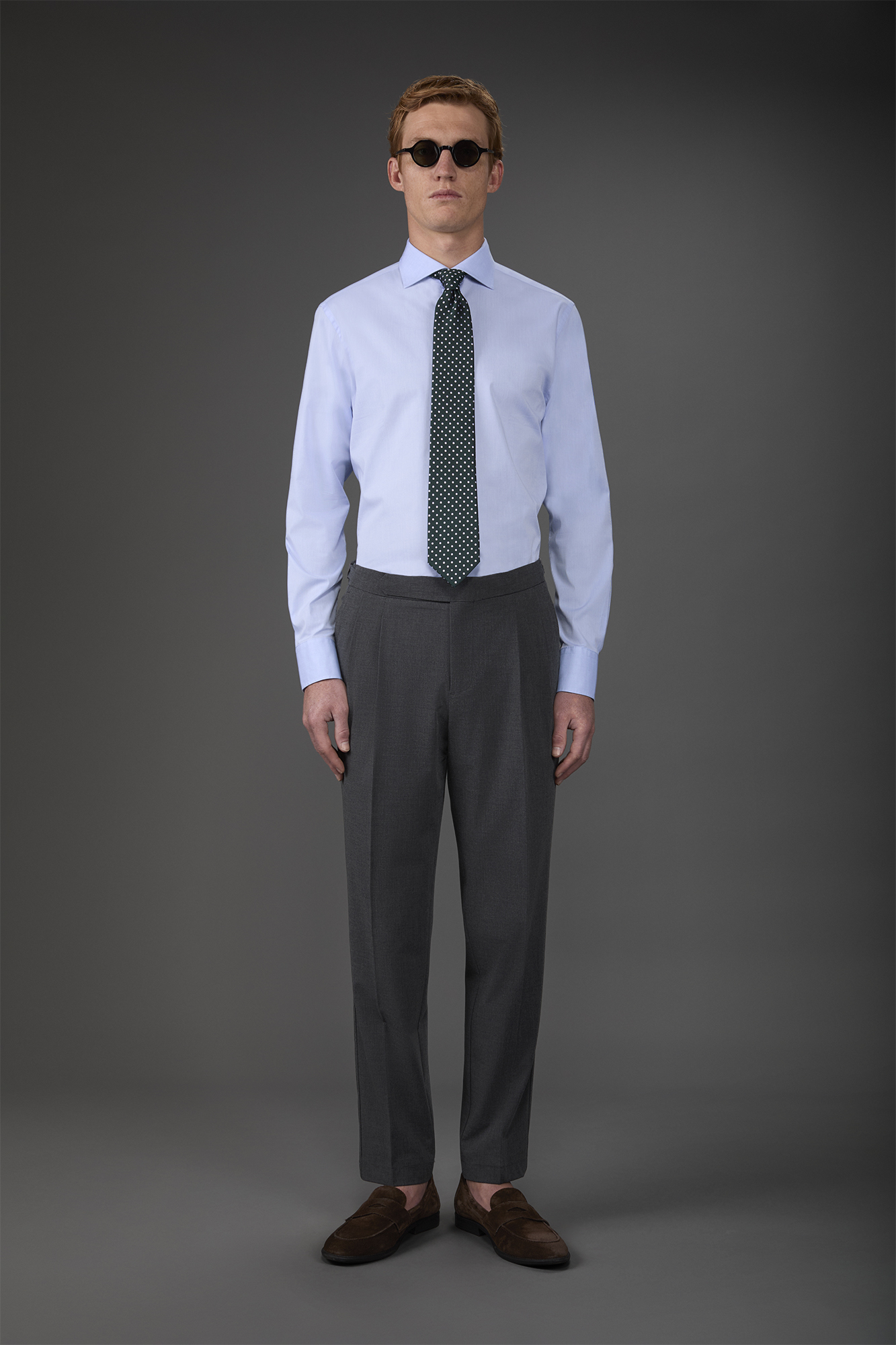 Camicia classica collo francese uomo tinta unita fiammato image number null