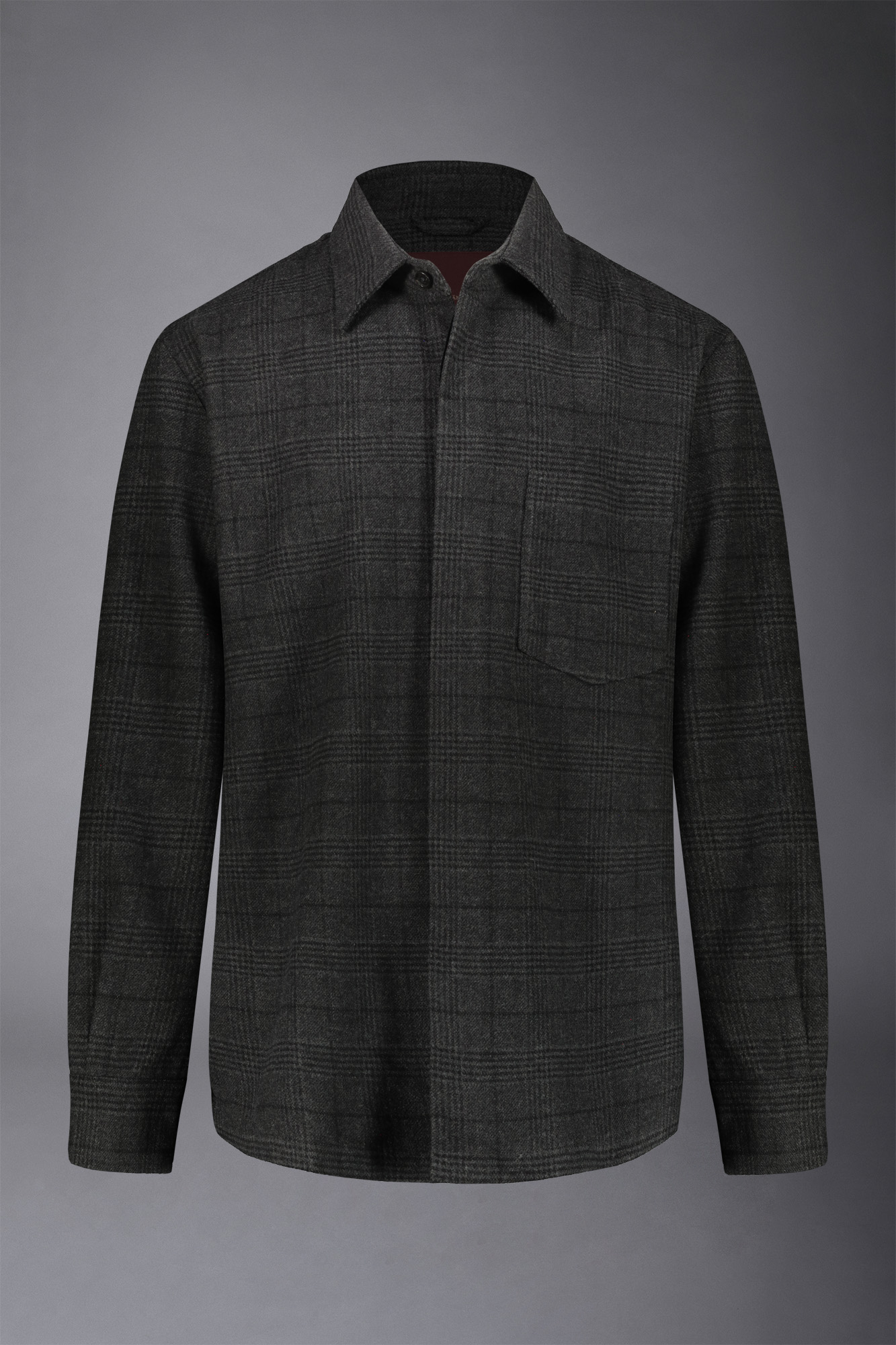 Men's shirt jacket wool blend checked fabric regular fit image number null