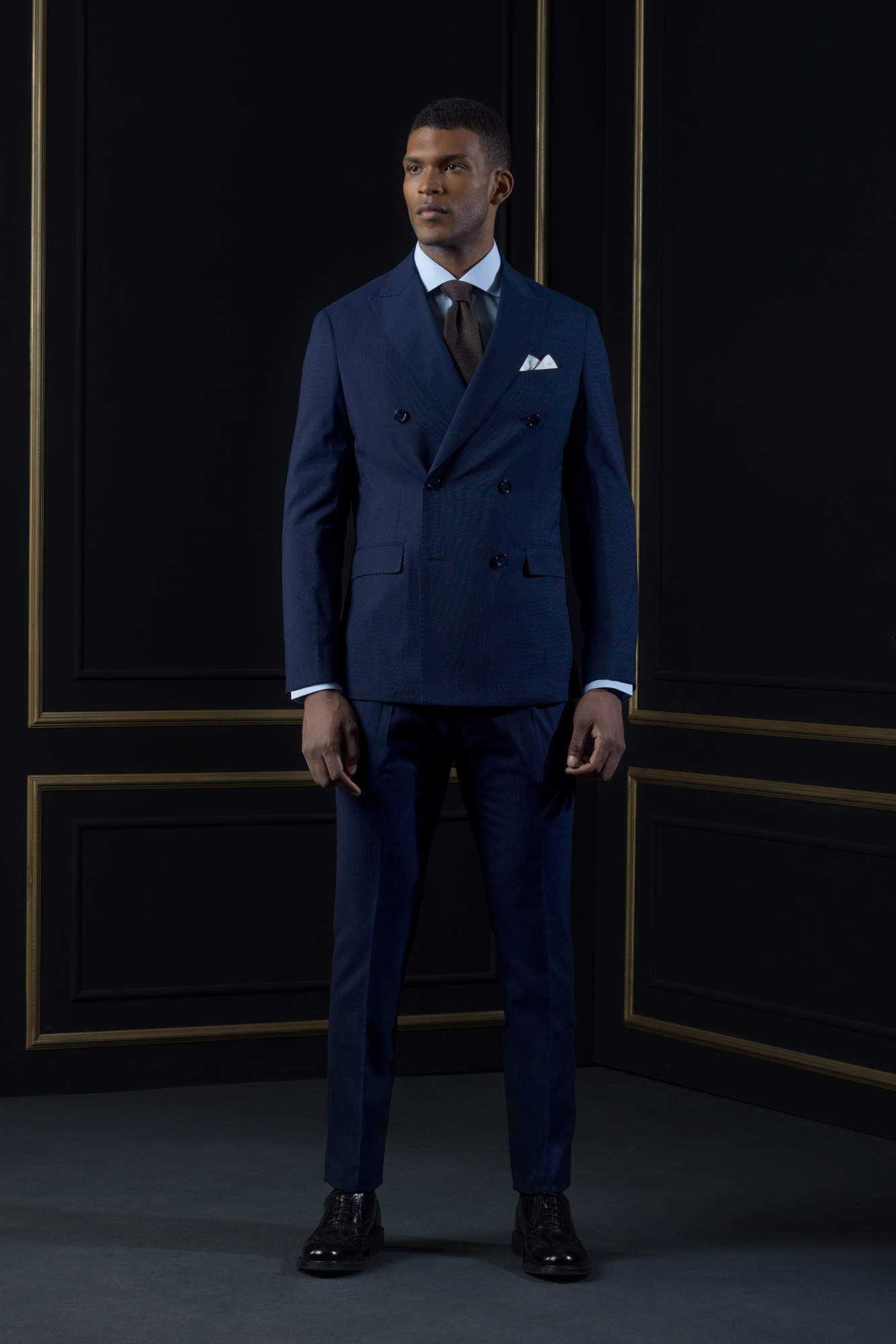 Double breasted suit with peak lapel image number null
