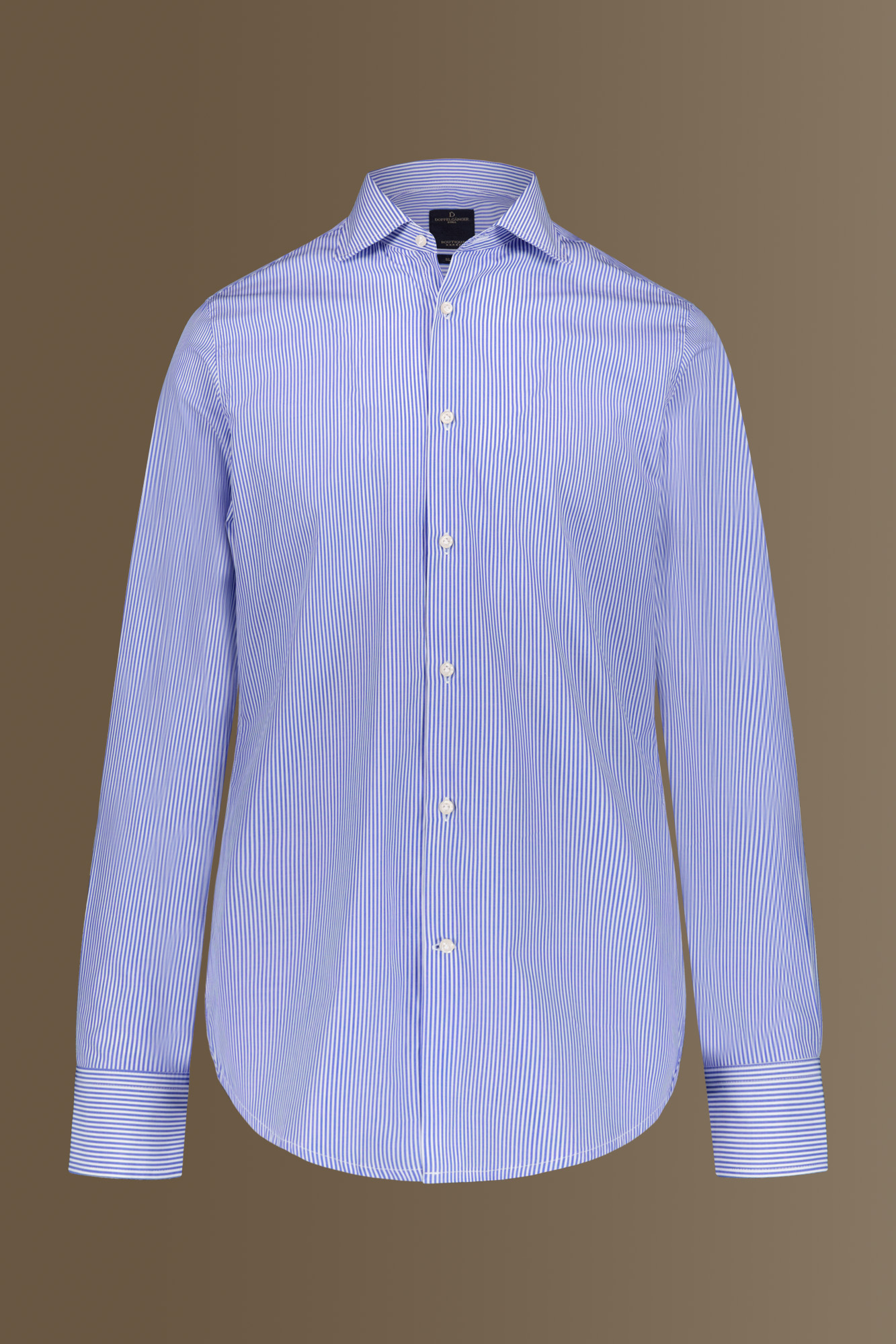 Camicia classica uomo collo francese 100% cotone tinto filo a righe bicolori image number null