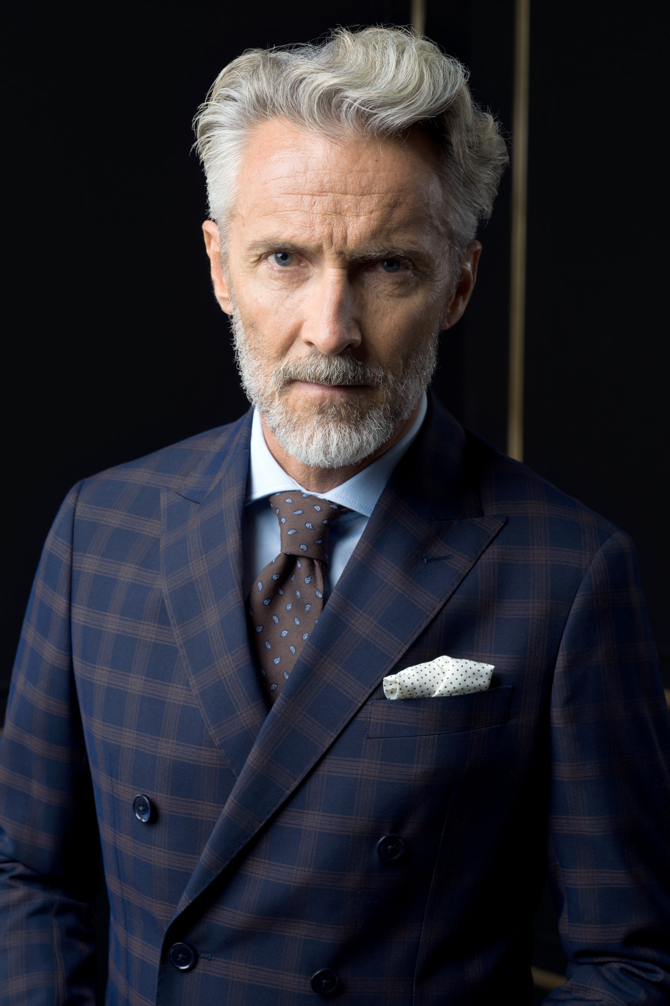Men's Double Breasted Suits Button Closure Peak Lapel Black Suit main image 1