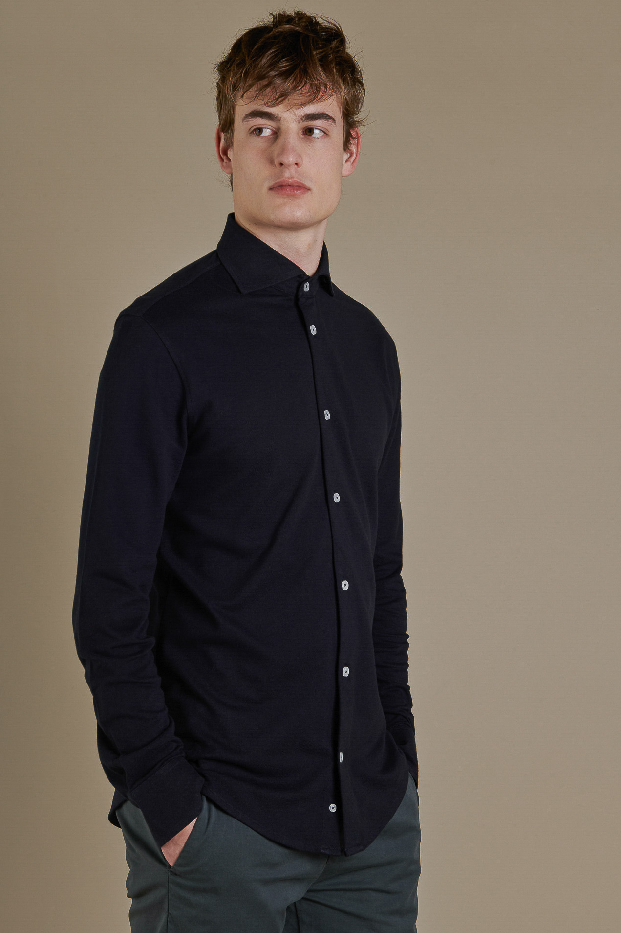 Long sleeves polo-shirt cotton piquet image number null