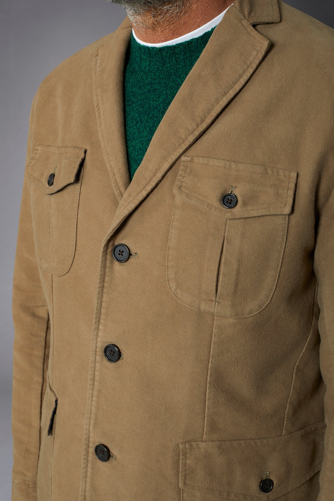 Genderless field jacket in plain moleskin regular fit image number null