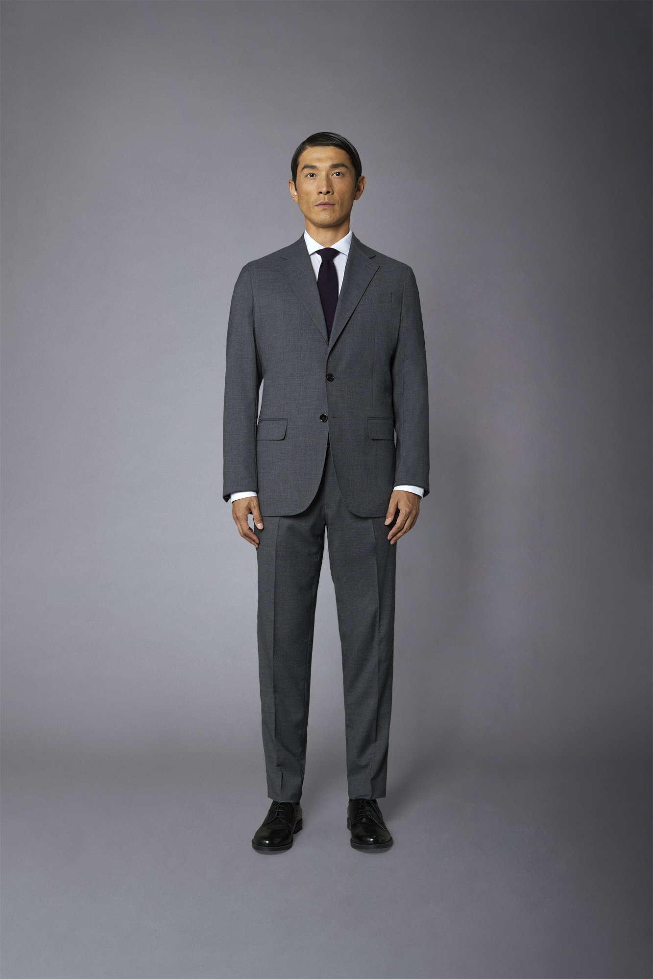 Men's regular fit single-breasted suit in grisaille fabric image number null