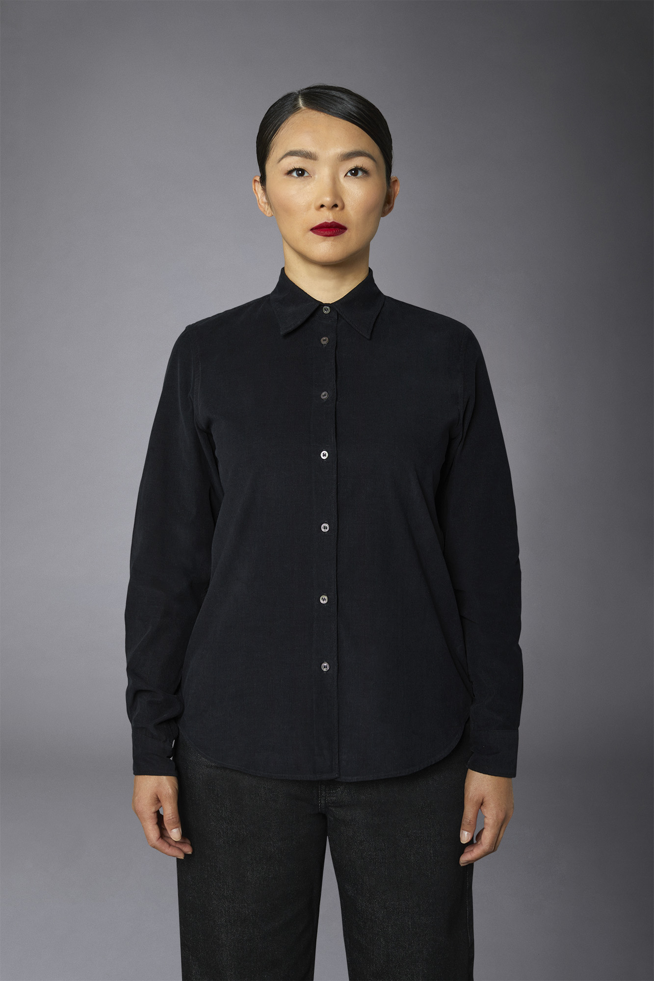 Women's casual shirt needlecord washed velvet image number null