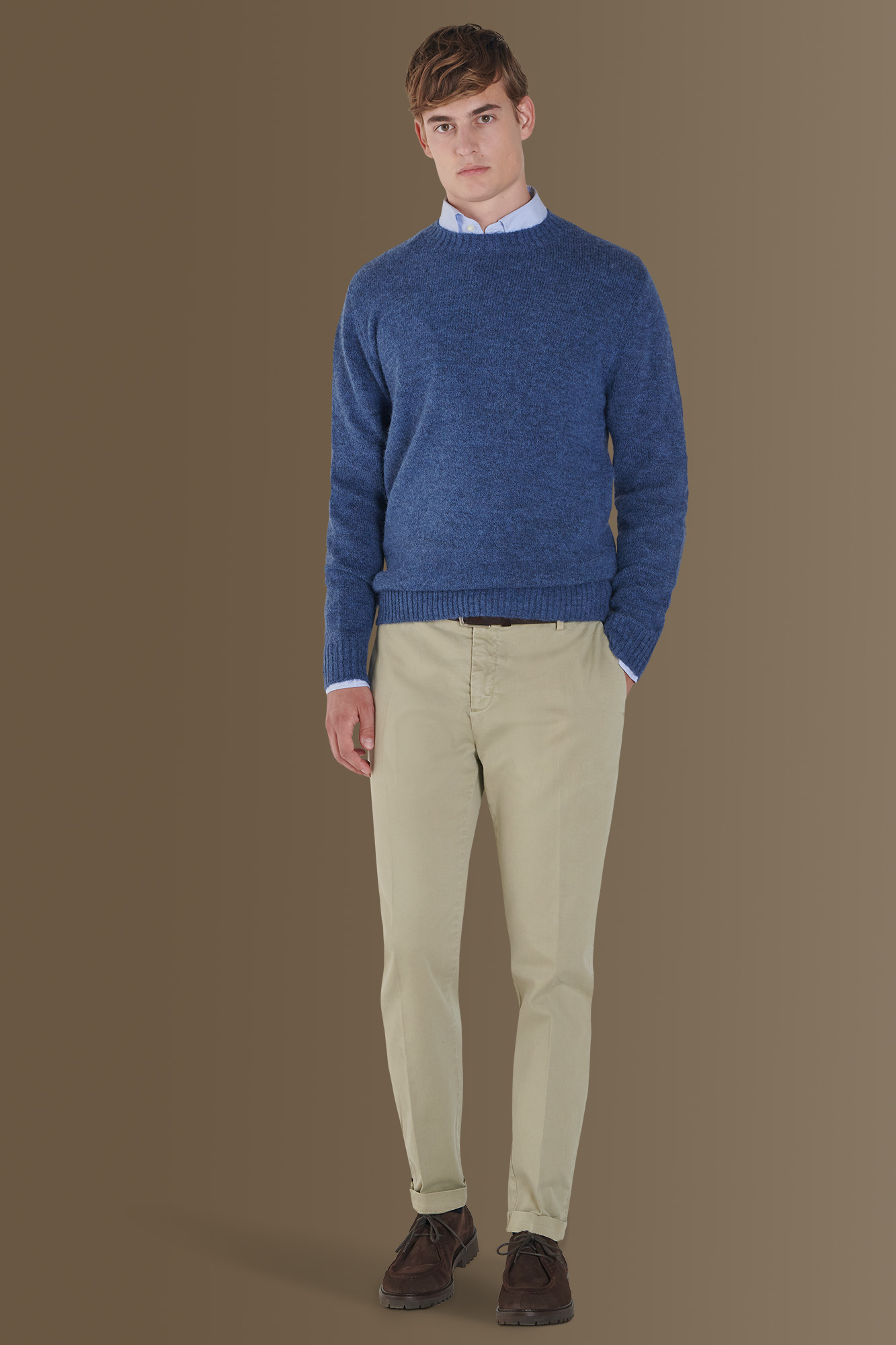 Pantalone classico chino twill elasticizzato image number null