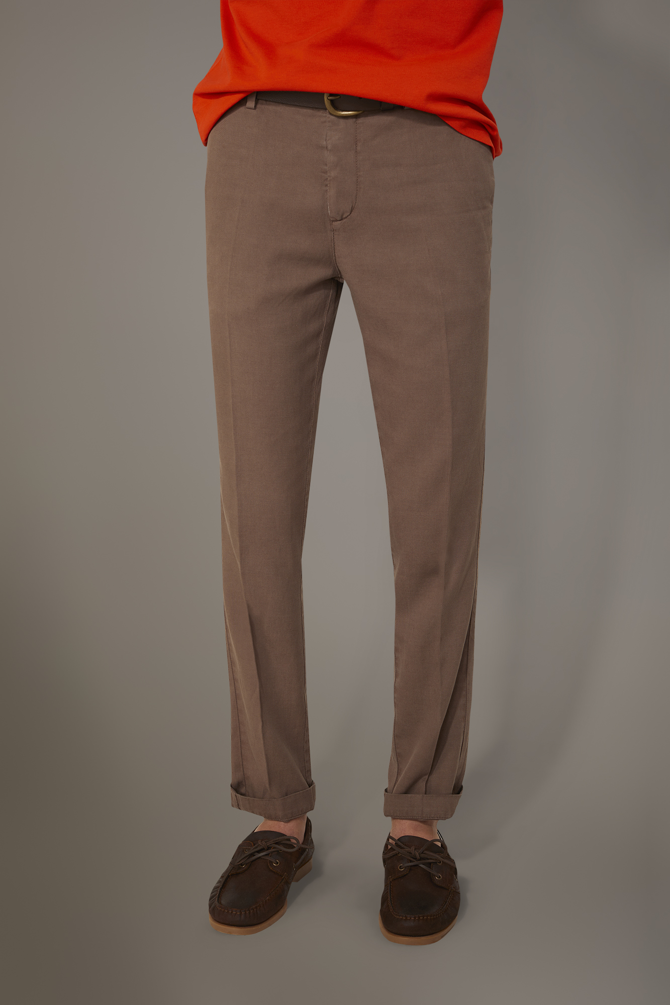 Regular fit linen blend chino trousers twill construction image number null