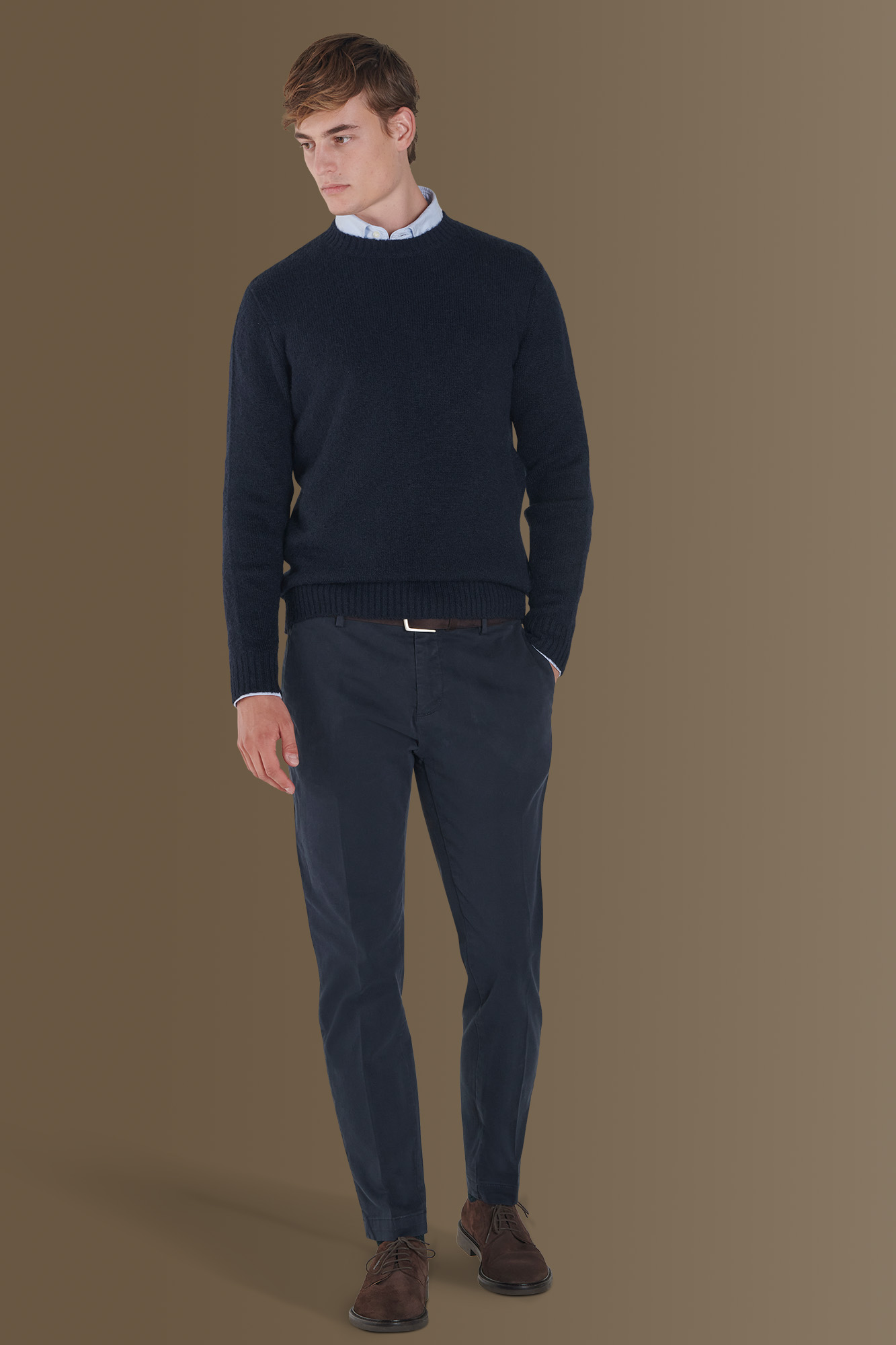 Pantalone classico chino twill elasticizzato image number null