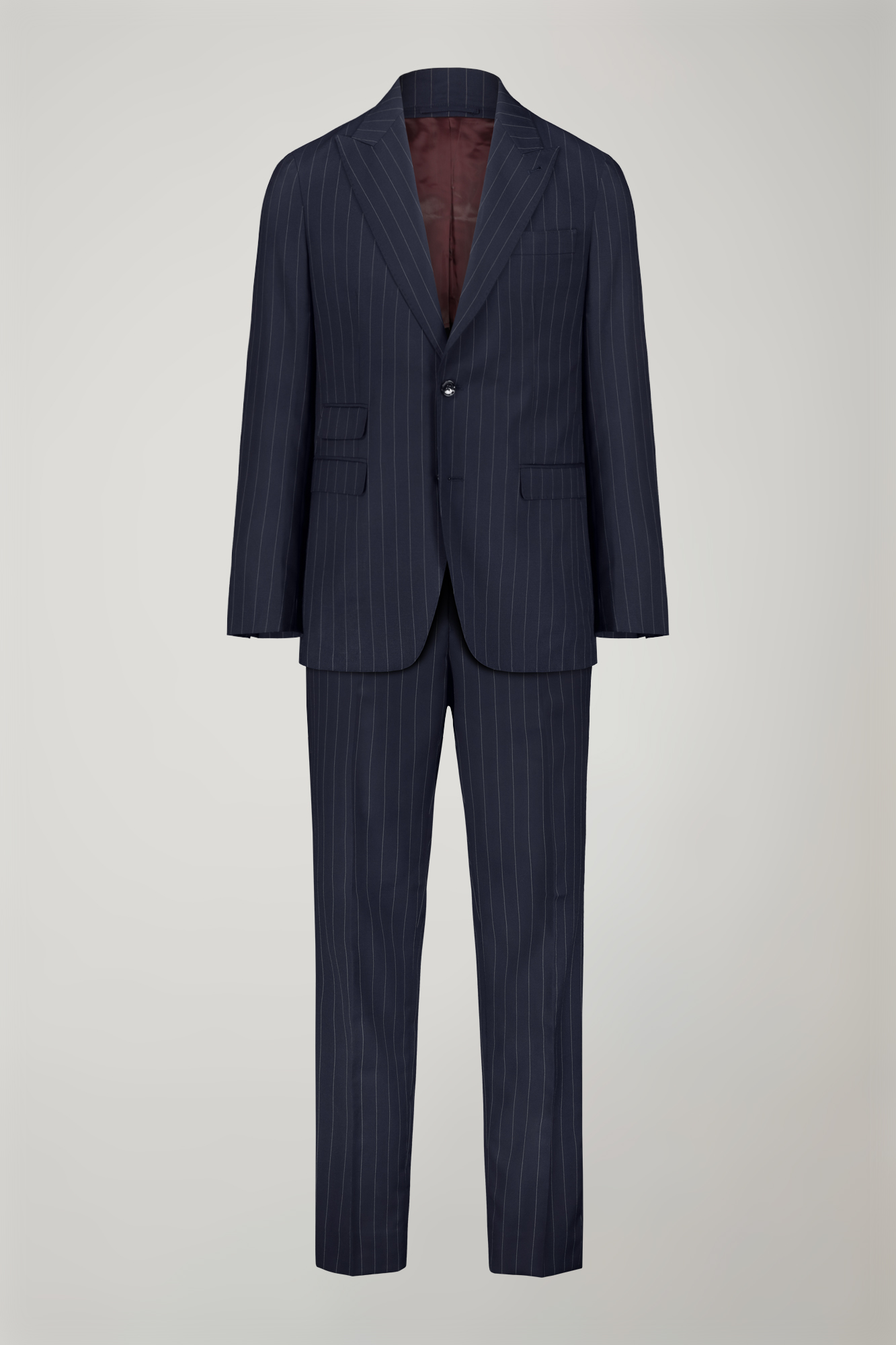 Costume homme Wool Blend à simple boutonnage en tissu à fines rayures coupe régulière image number null