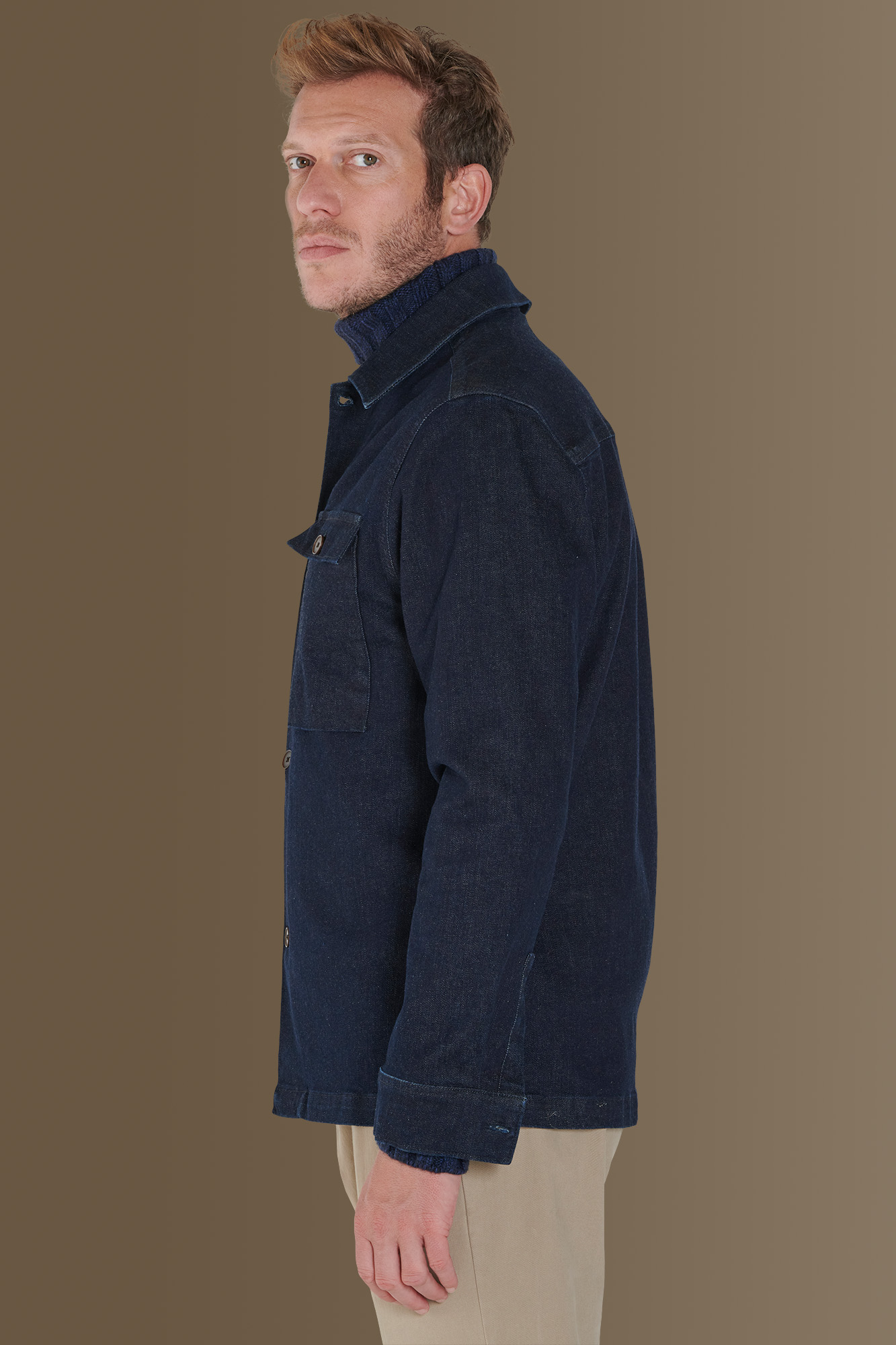 Overshirt uomo in denim stretch Made in Italy image number null