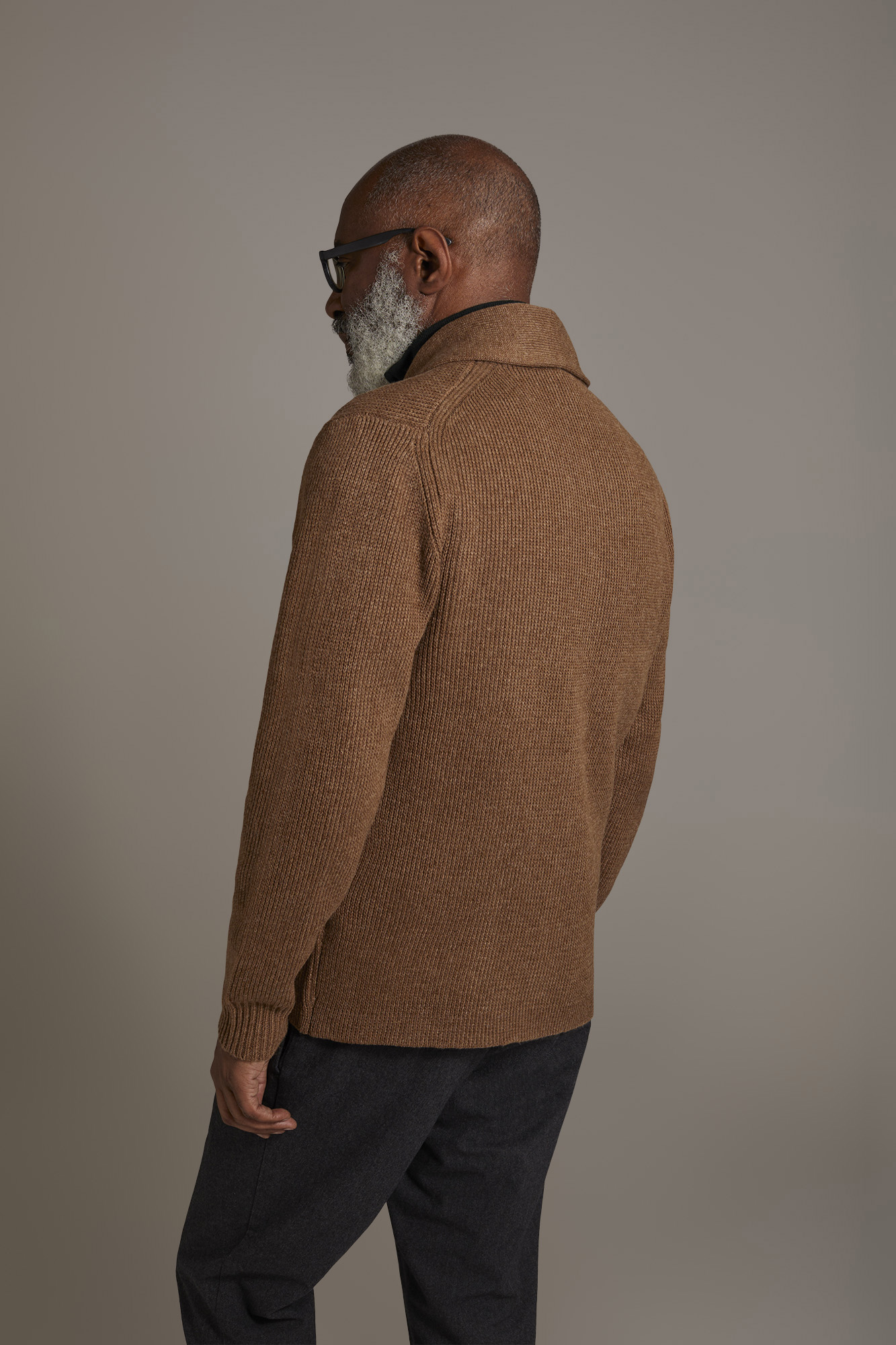 Cardigan misto lana lavorazione a costa inglese image number null