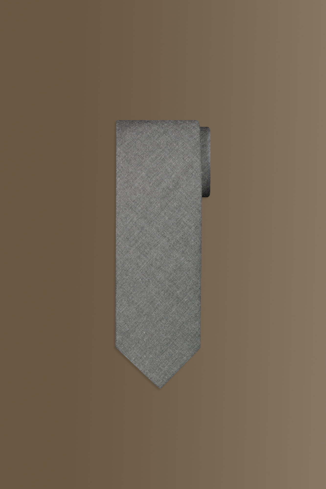 Cravatta uomo con tessuto effetto lana tinta unita image number 0