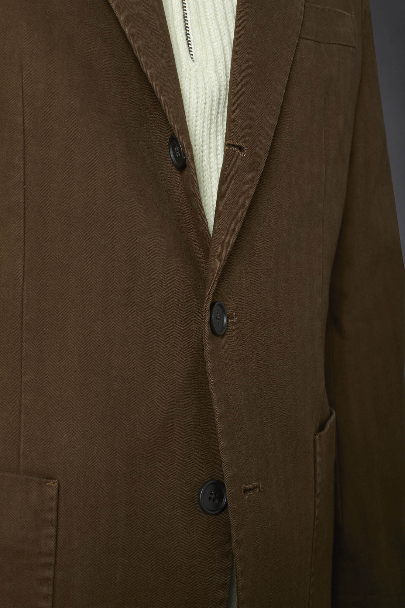 Men's single-breasted jacket with patch pocket harringbone design regular fit image number null