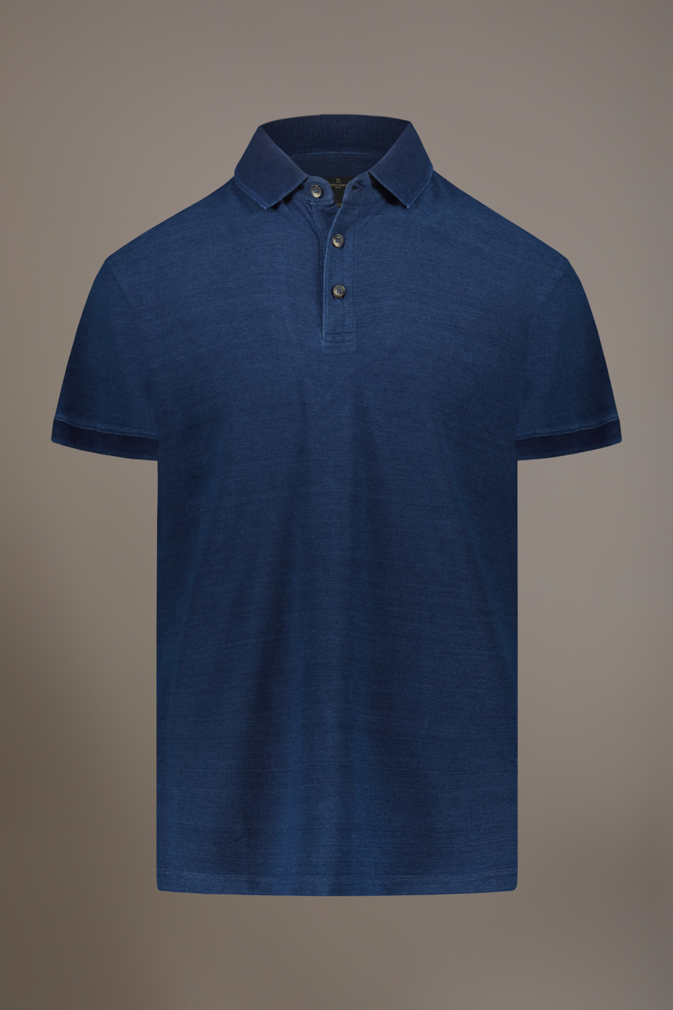 Short sleeve polo 100% cotton denim effect image number null
