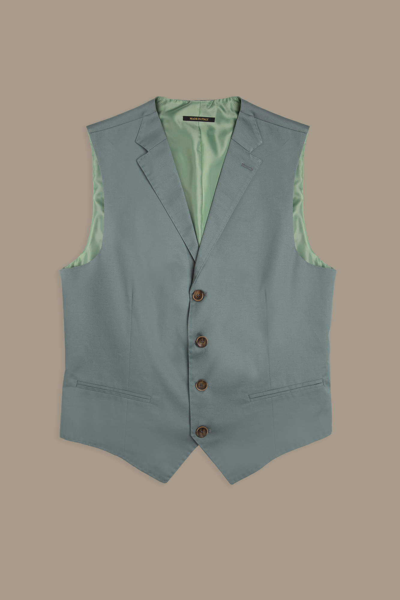 Gilet monopetto con rever in cotone stretch made in italy image number null