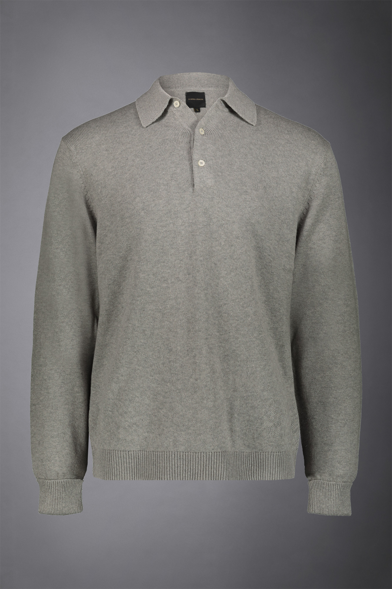 Langärmeliges Poloshirt in normaler Passform aus Wolle und Baumwolle image number null