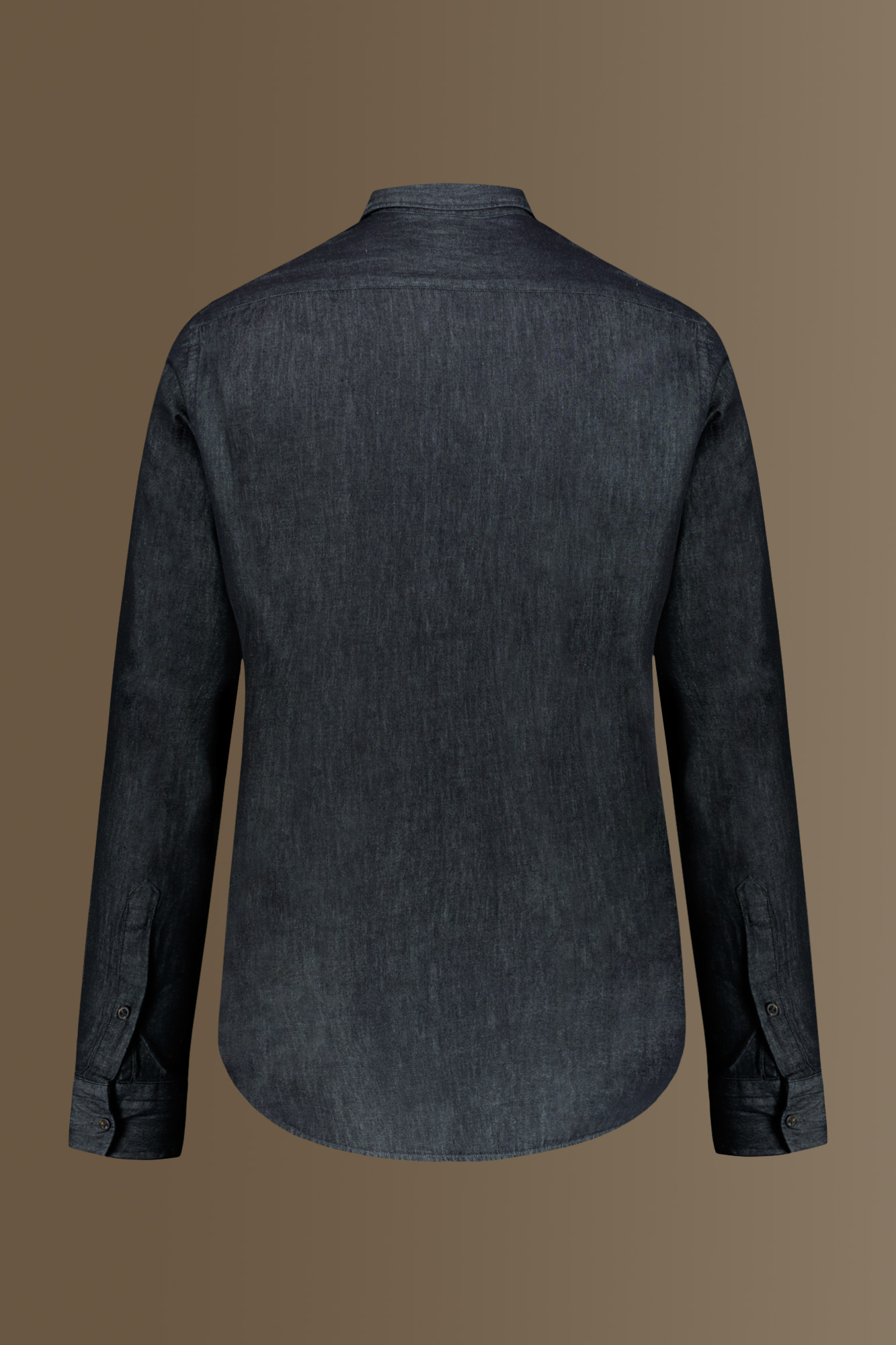 Camicia uomo casual collo francese 100% cotone denim grigio scuro image number null