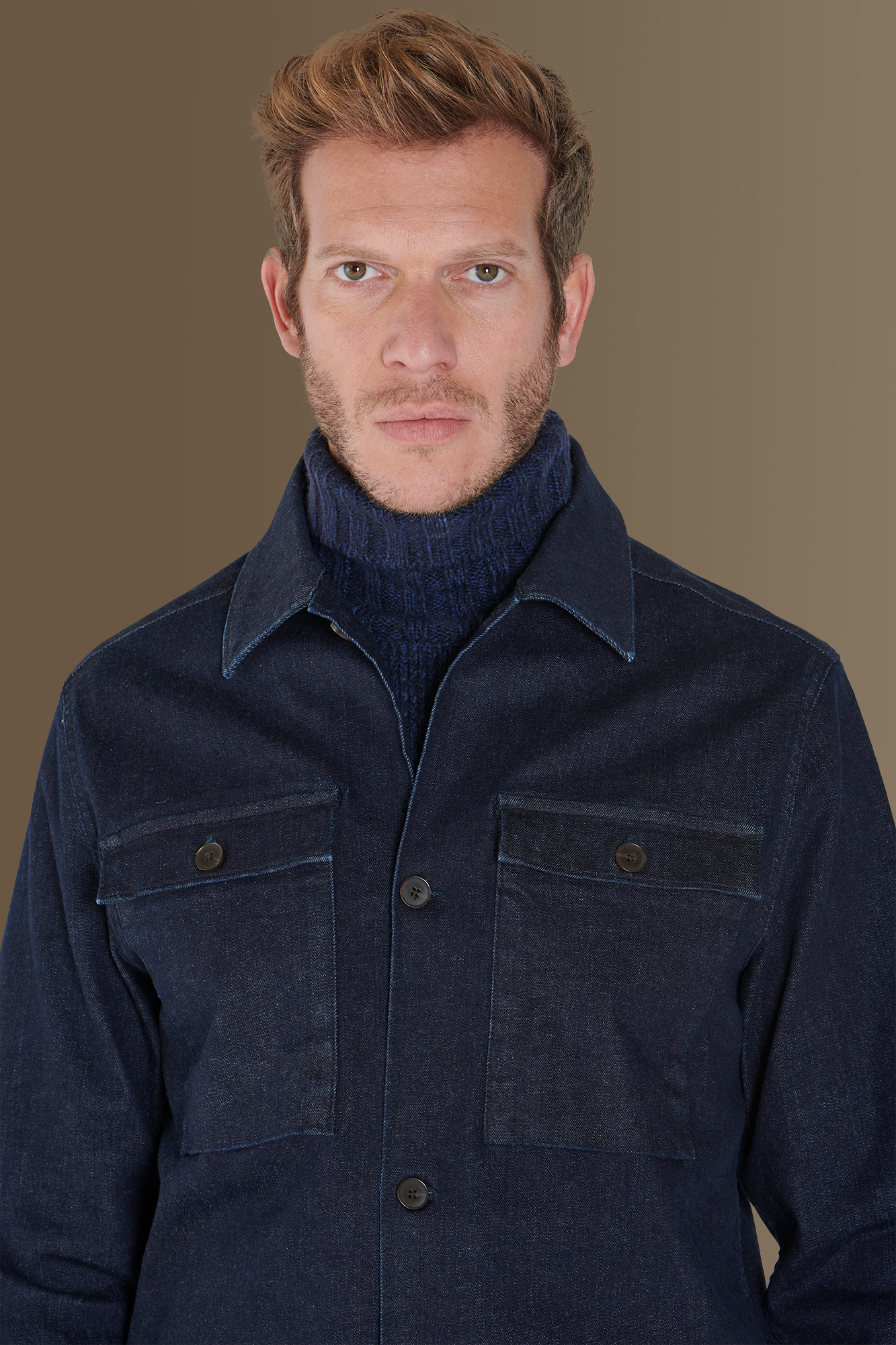 Overshirt uomo in denim stretch Made in Italy image number 5