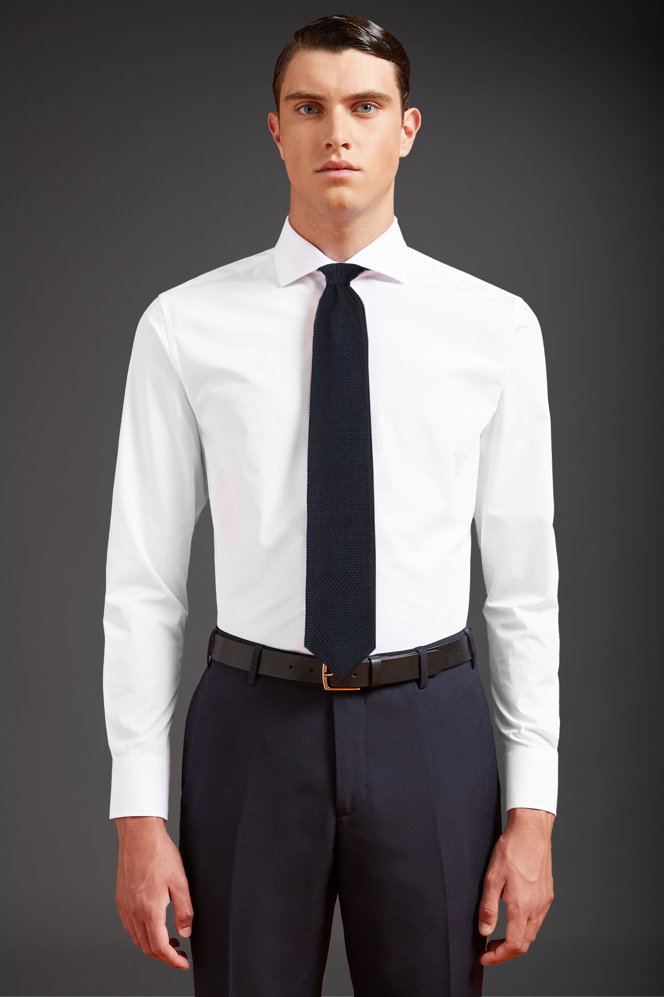 Camicia classica collo francese tinta unita image number null