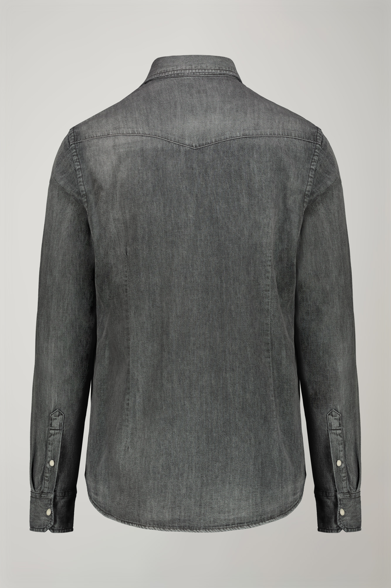 Camicia casual uomo collo classico 100% cotone tessuto denim comfort fit image number null
