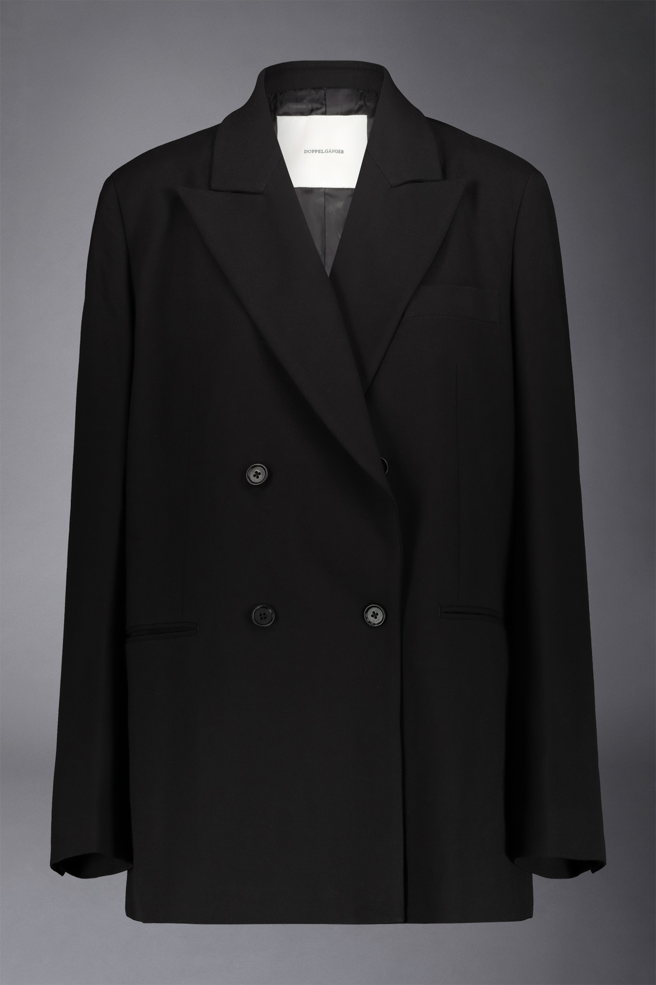 Women's plain-coloured double-breasted jacket with peaked lapels image number null