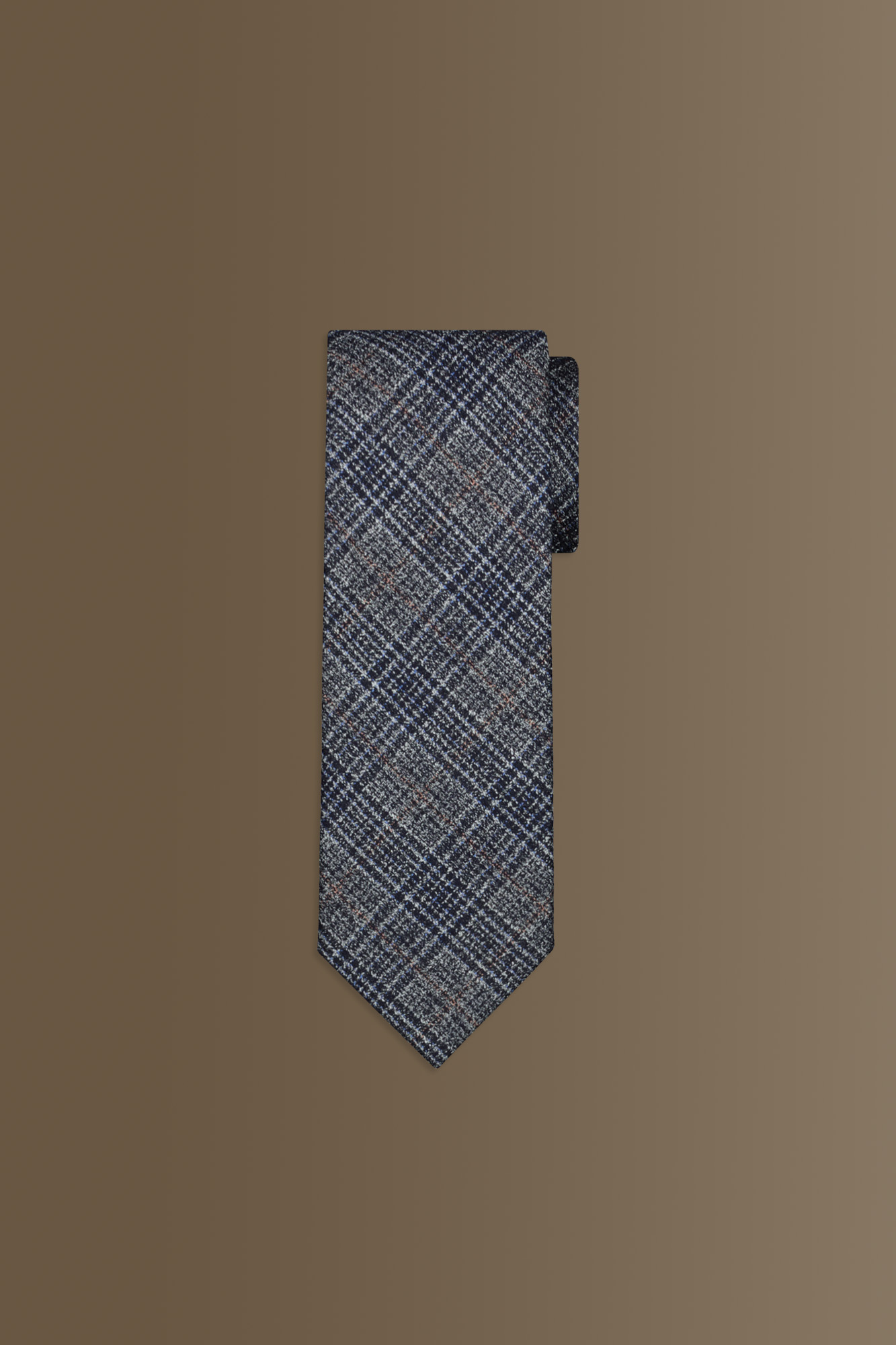 Cravatta uomo blue principe di galles con tessuto effetto lana image number null