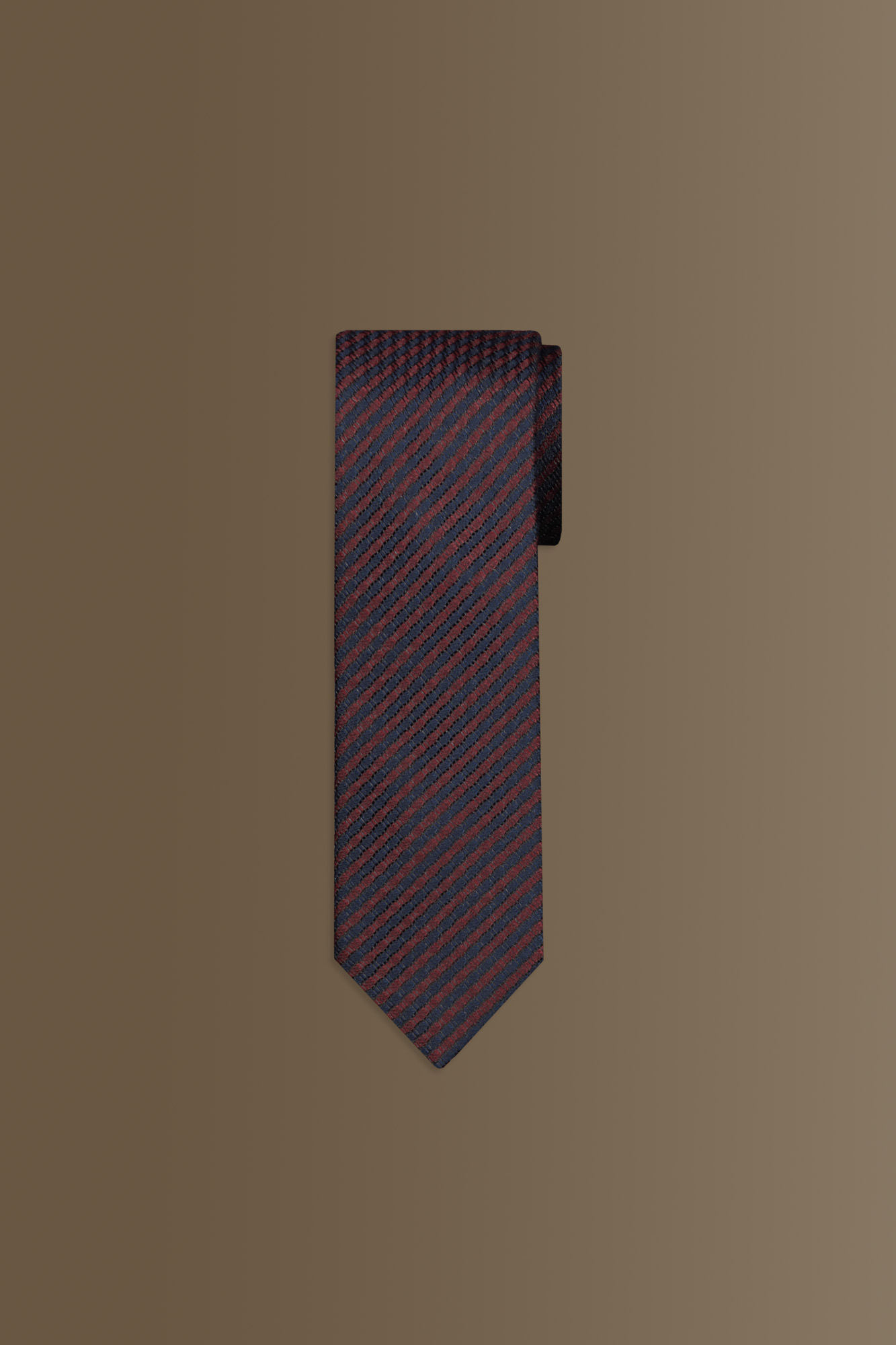 Cravatta uomo a righe blu misto bamboo regimental image number null