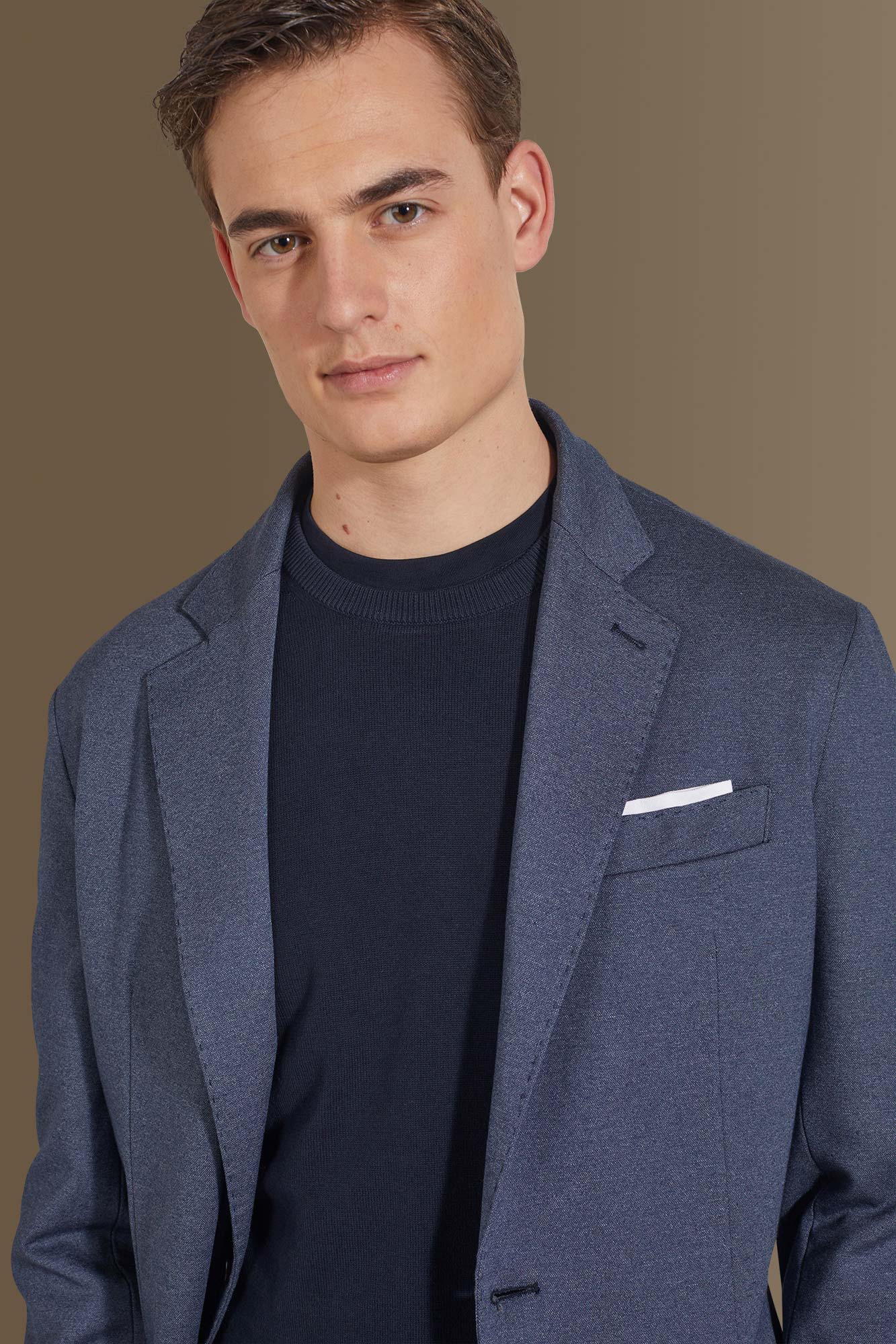 Single breasted suit flat trousers jersey fabric image number null