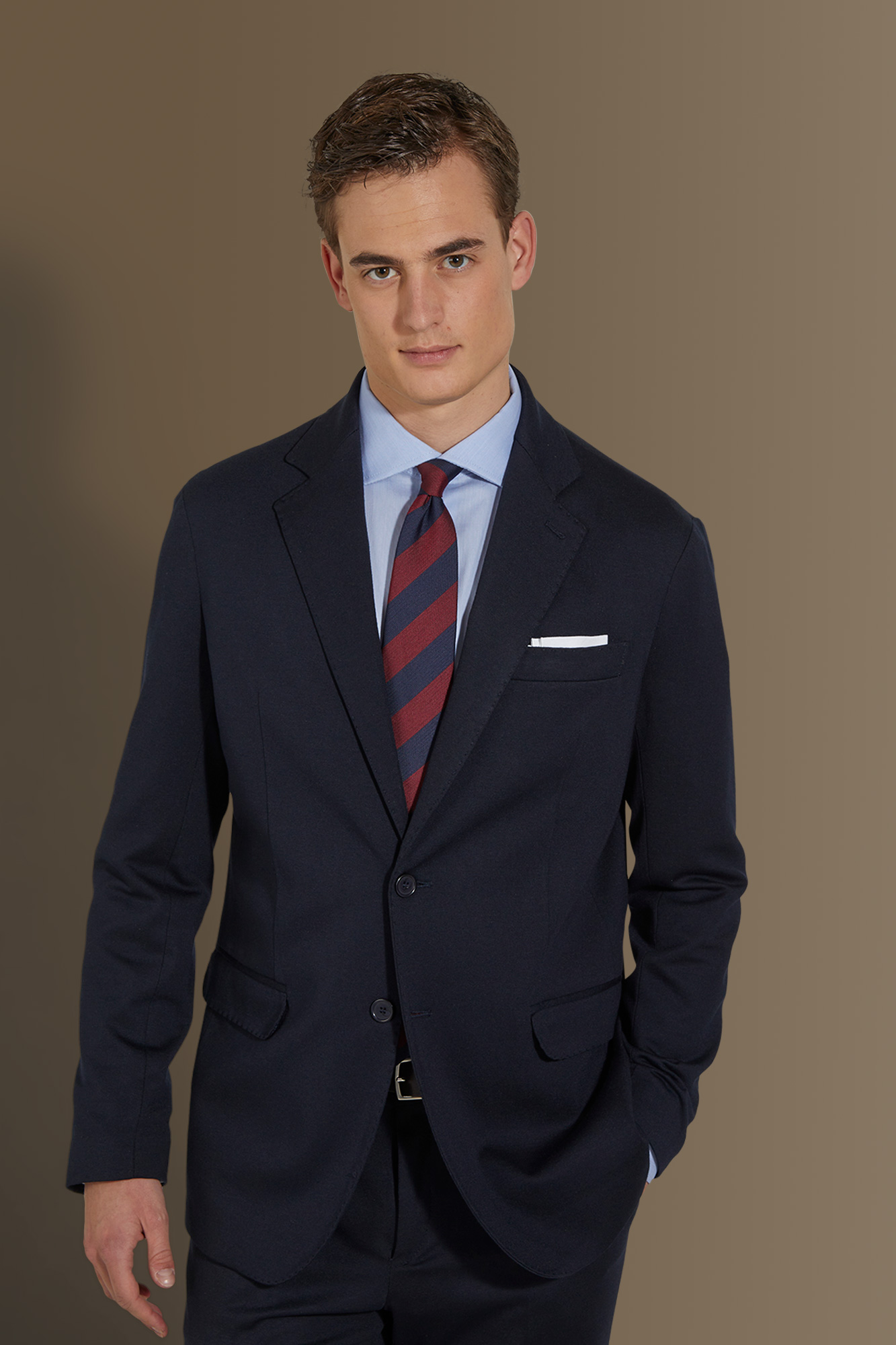 Abito monopetto uomo con pantalone senza pinces tessuto jersey image number null