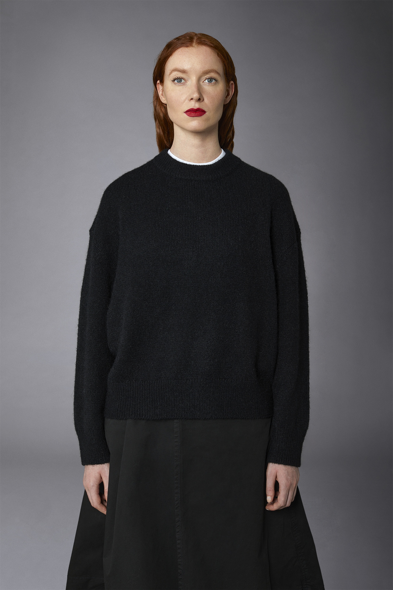 Women's wool-blend crew-neck sweater image number null