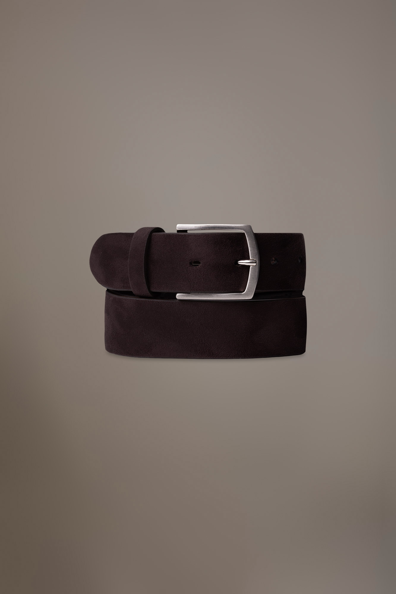 Cintura uomo in suede misto pelle brown image number null