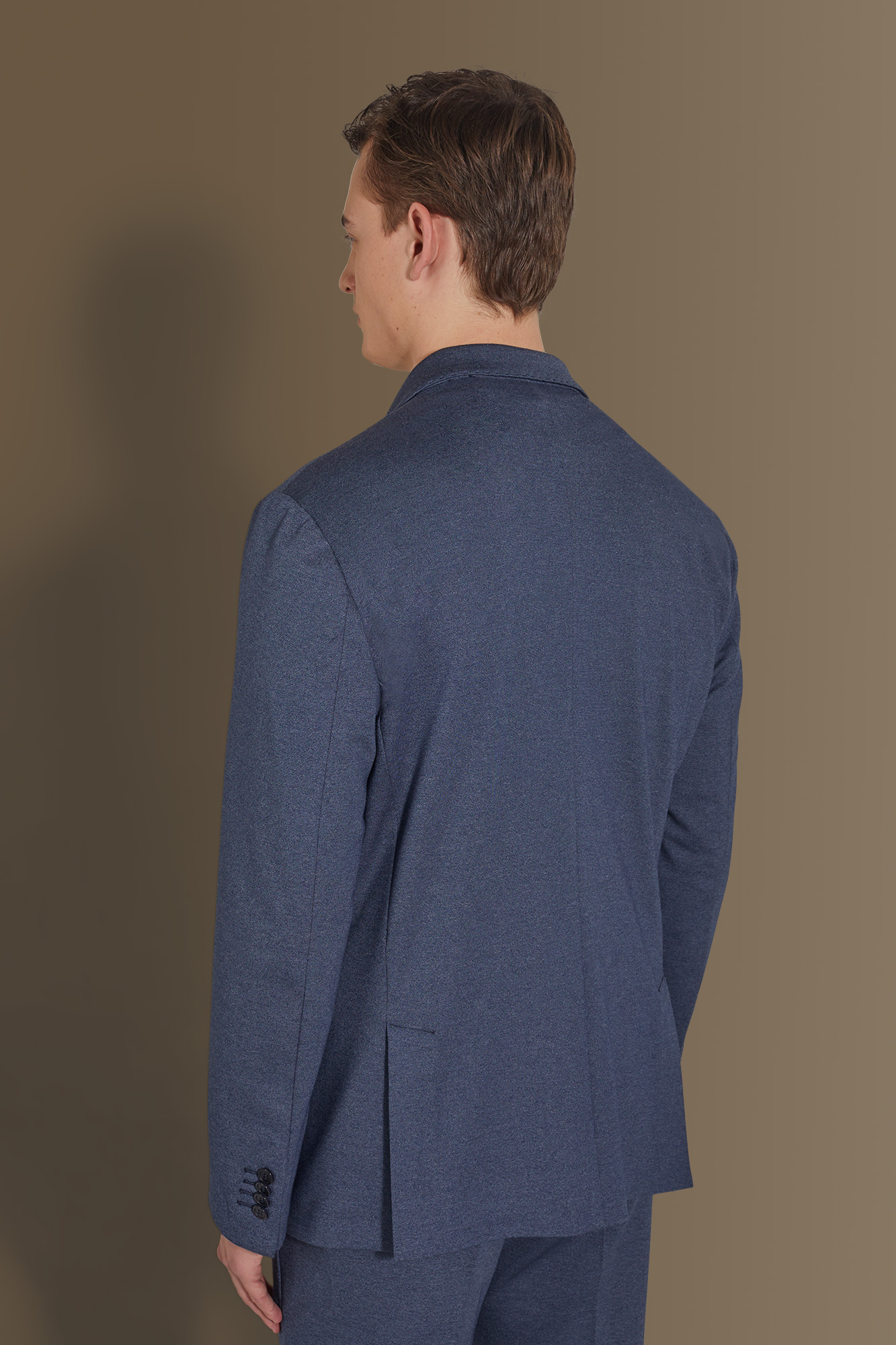 Single breasted suit flat trousers jersey fabric image number null