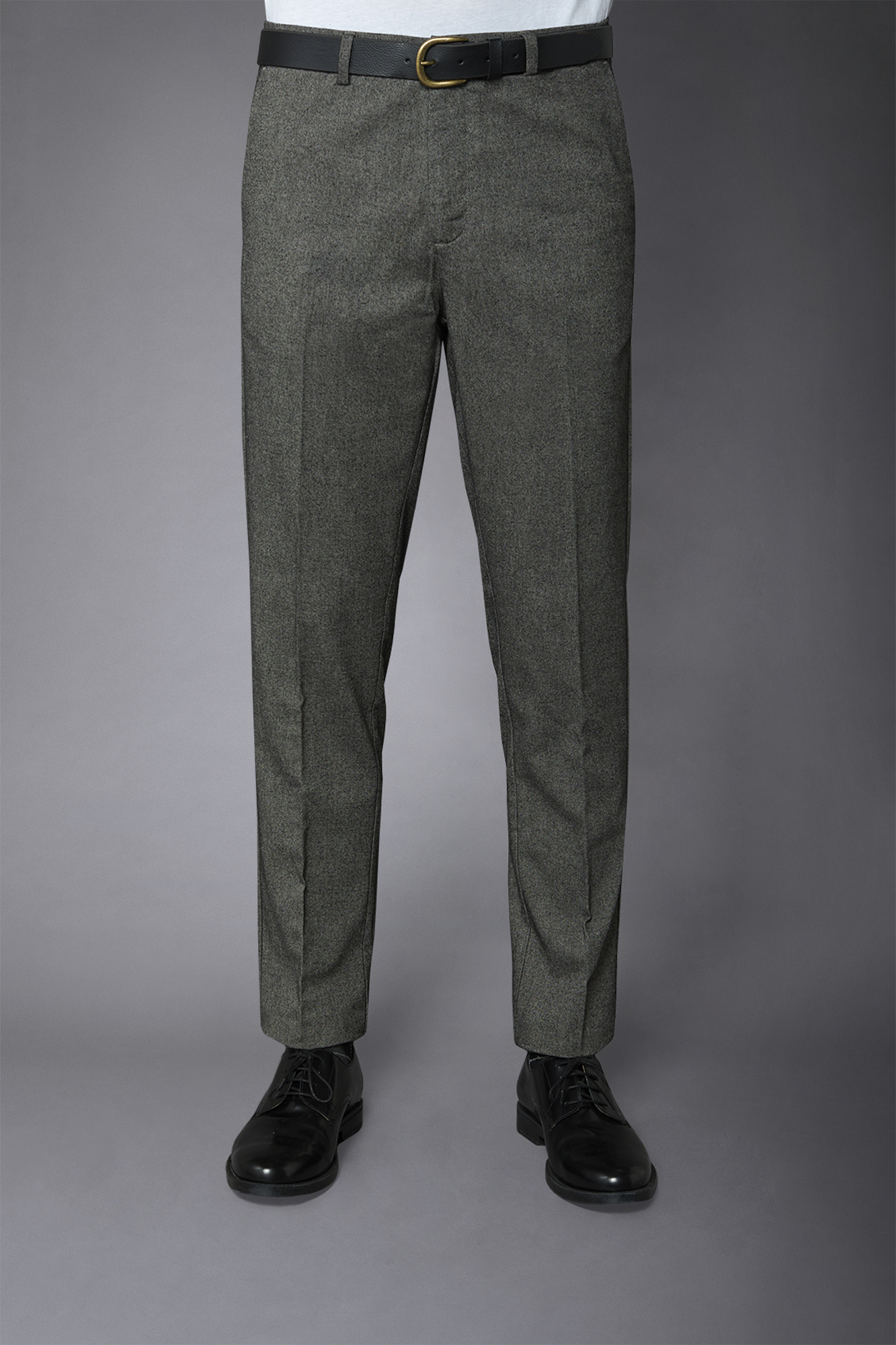 Pantalon chino en tweed de coton et laine regular fit image number null