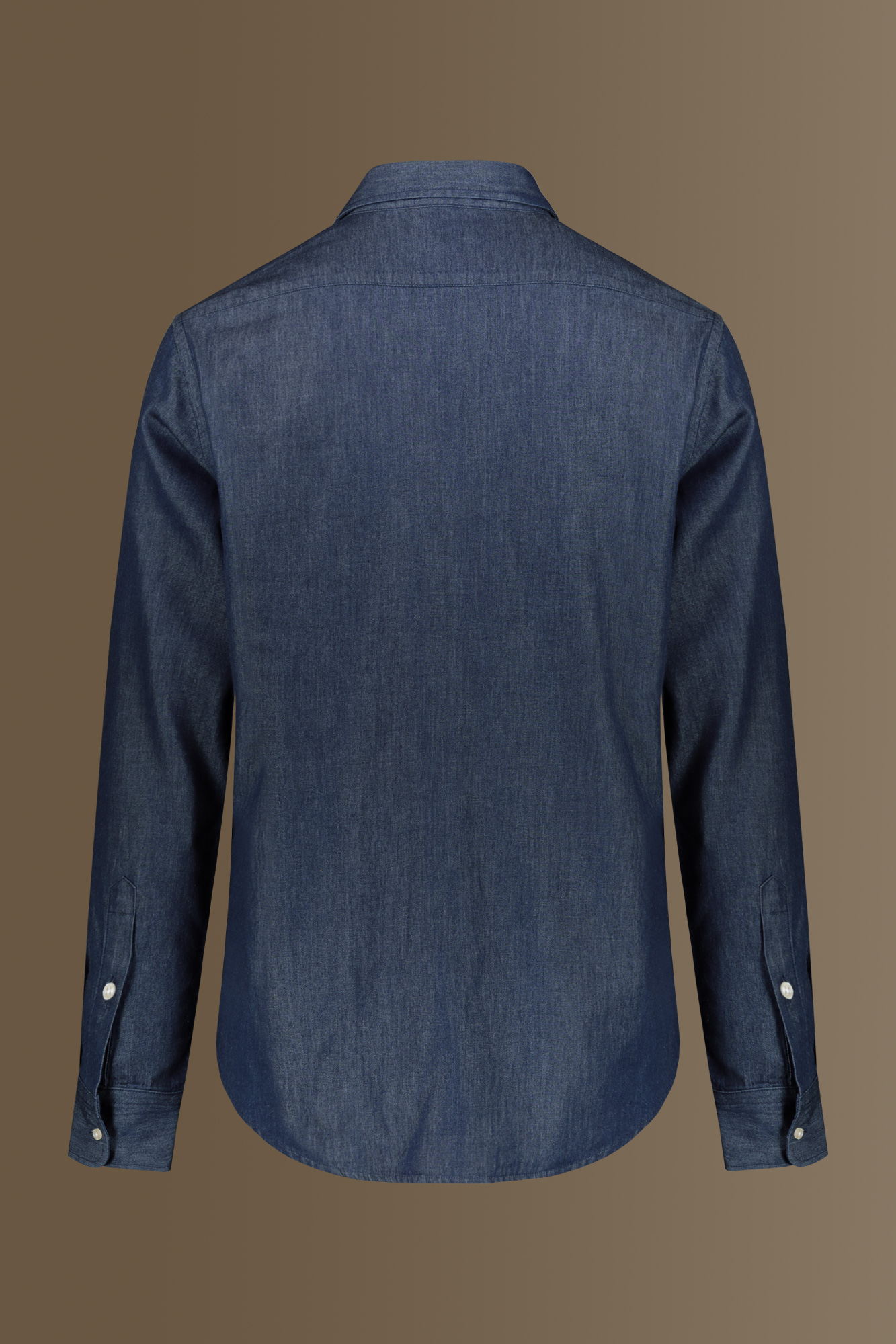 Camicia casual uomo collo francese tessuto jeans image number null