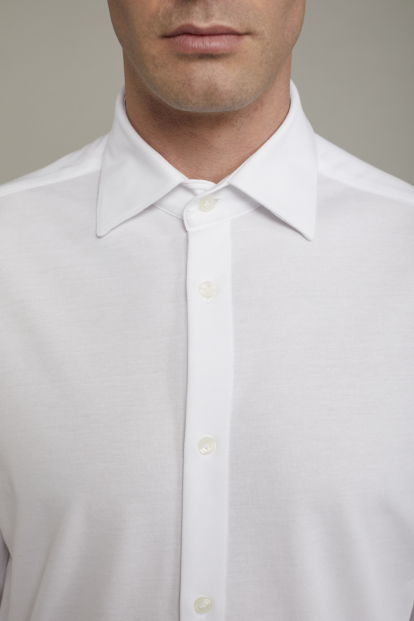 Polo camicia uomo manica lunga con collo classico e tessuto jersey regular fit image number null