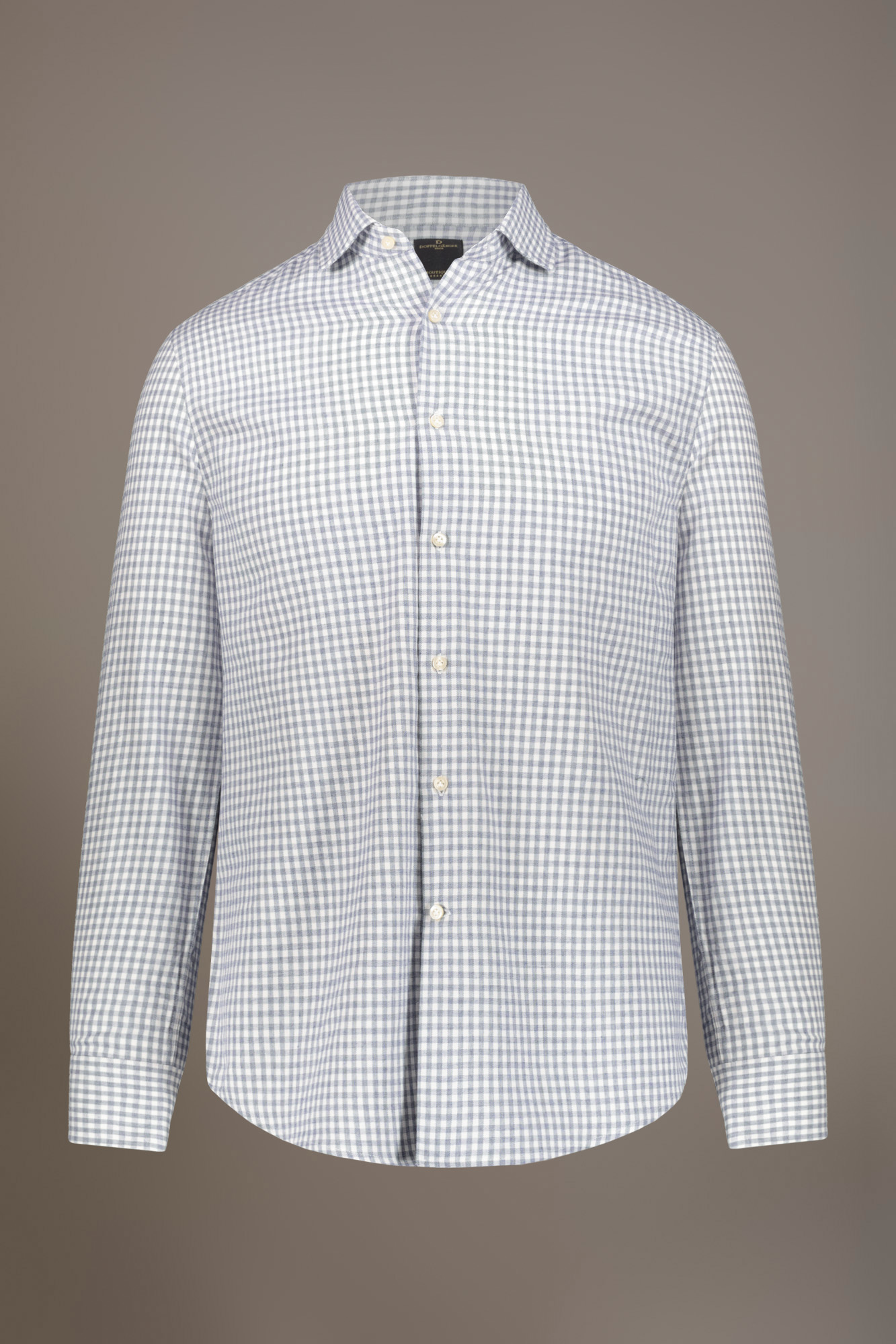 Camicia casual collo francese comfort fit tessuto in flanella vichy image number null