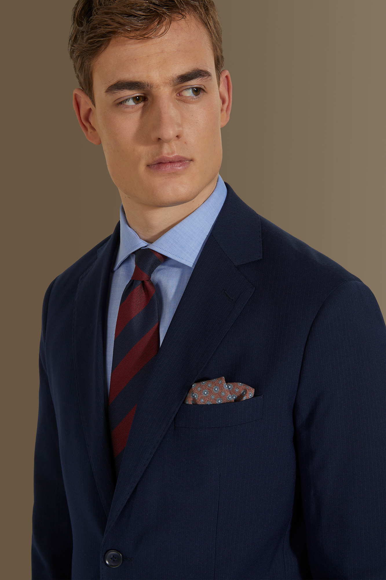 Single breasted suit flat trousers pinstripe fabric image number null