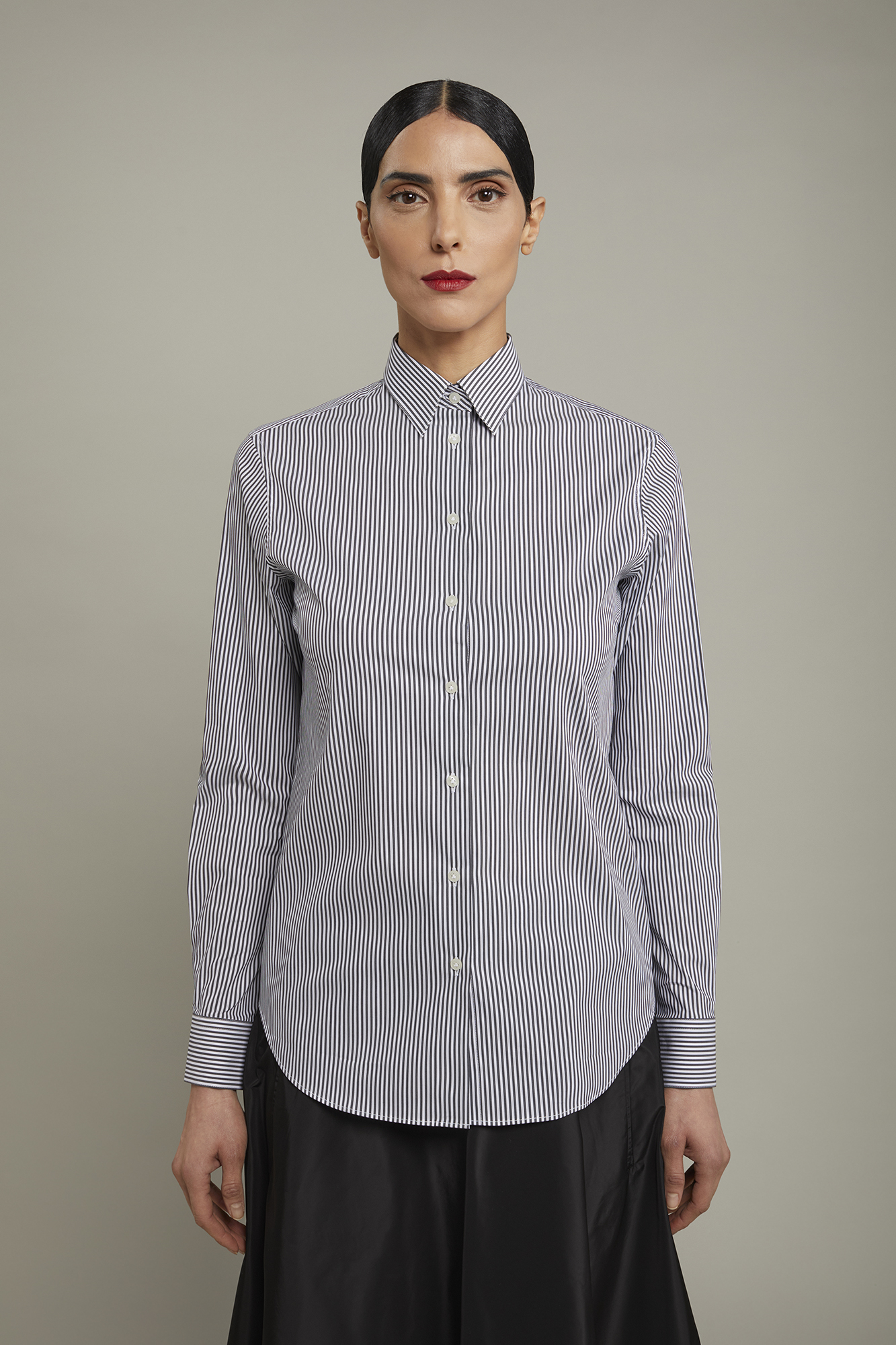 Women's classic striped stretch cotton shirt image number null