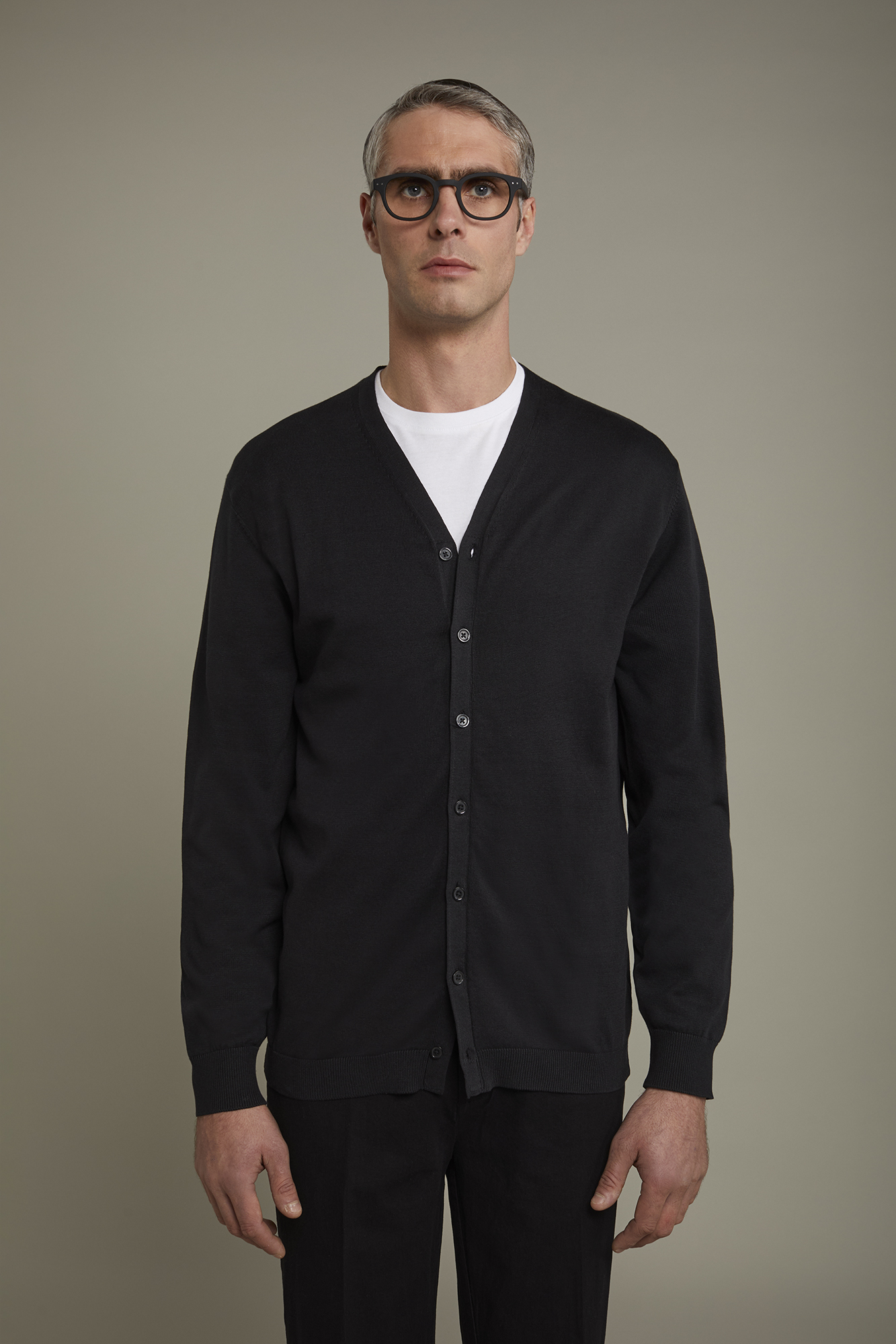 Men's sweater V collar 100% cotton regular fit image number null