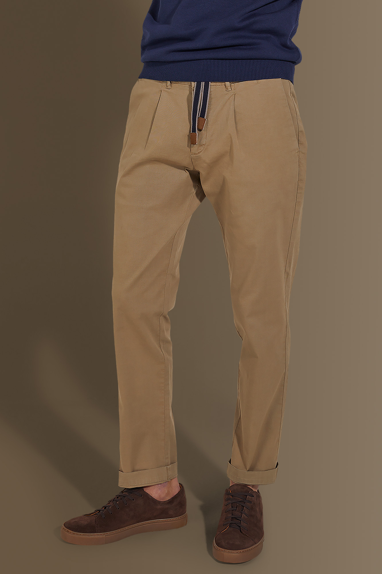 Pantalone uomo con elastico in vita e laccetti image number null