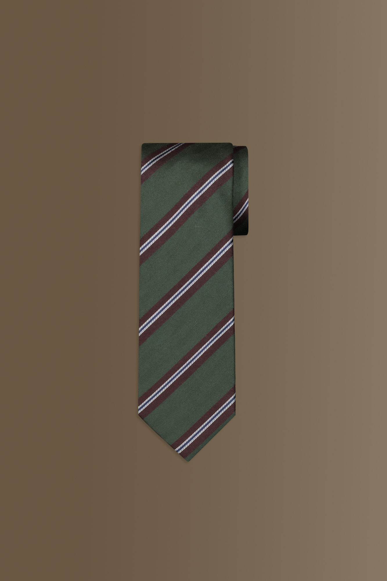 Cravatta uomo verde fantasia regimental in misto bamboo image number null