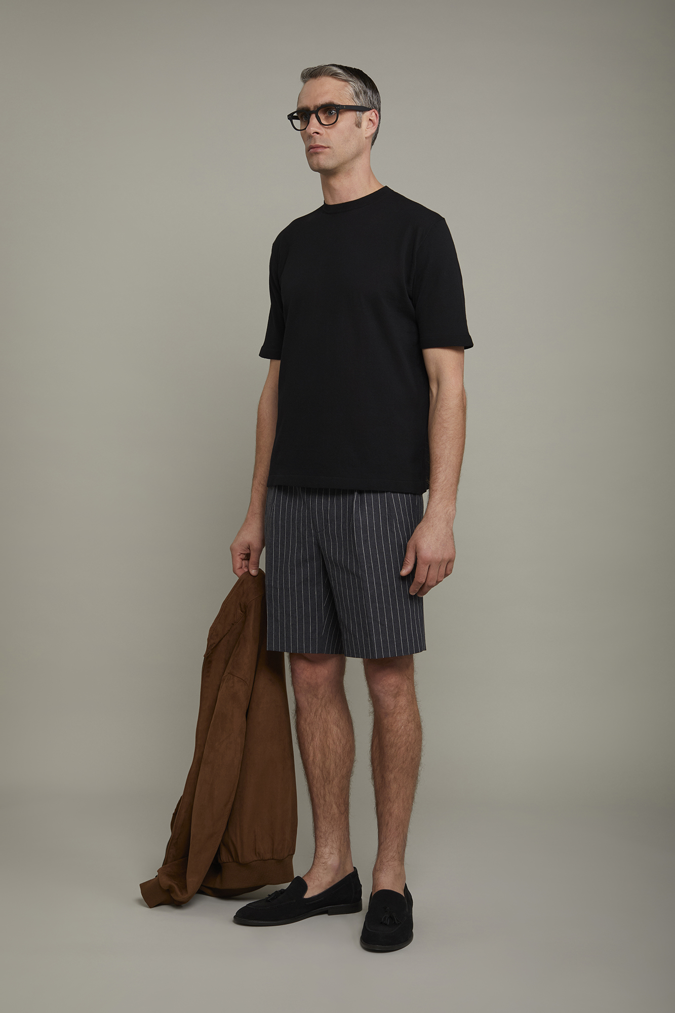 Men's knitted t-shirt 100% cotton short-sleeved regular fit image number null