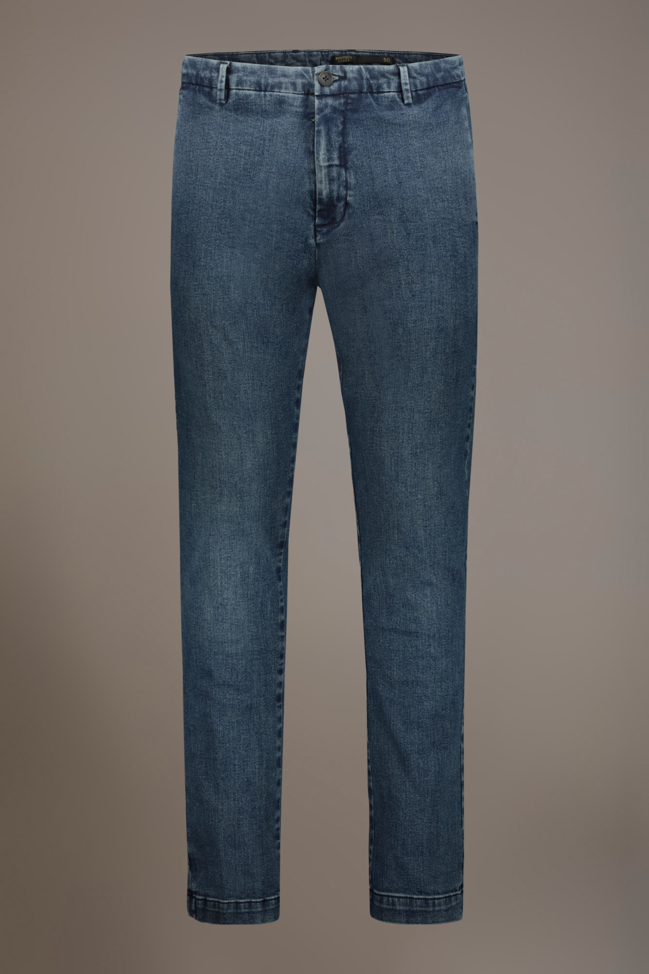 Regular fit denim chino trousers in denim fabric image number null