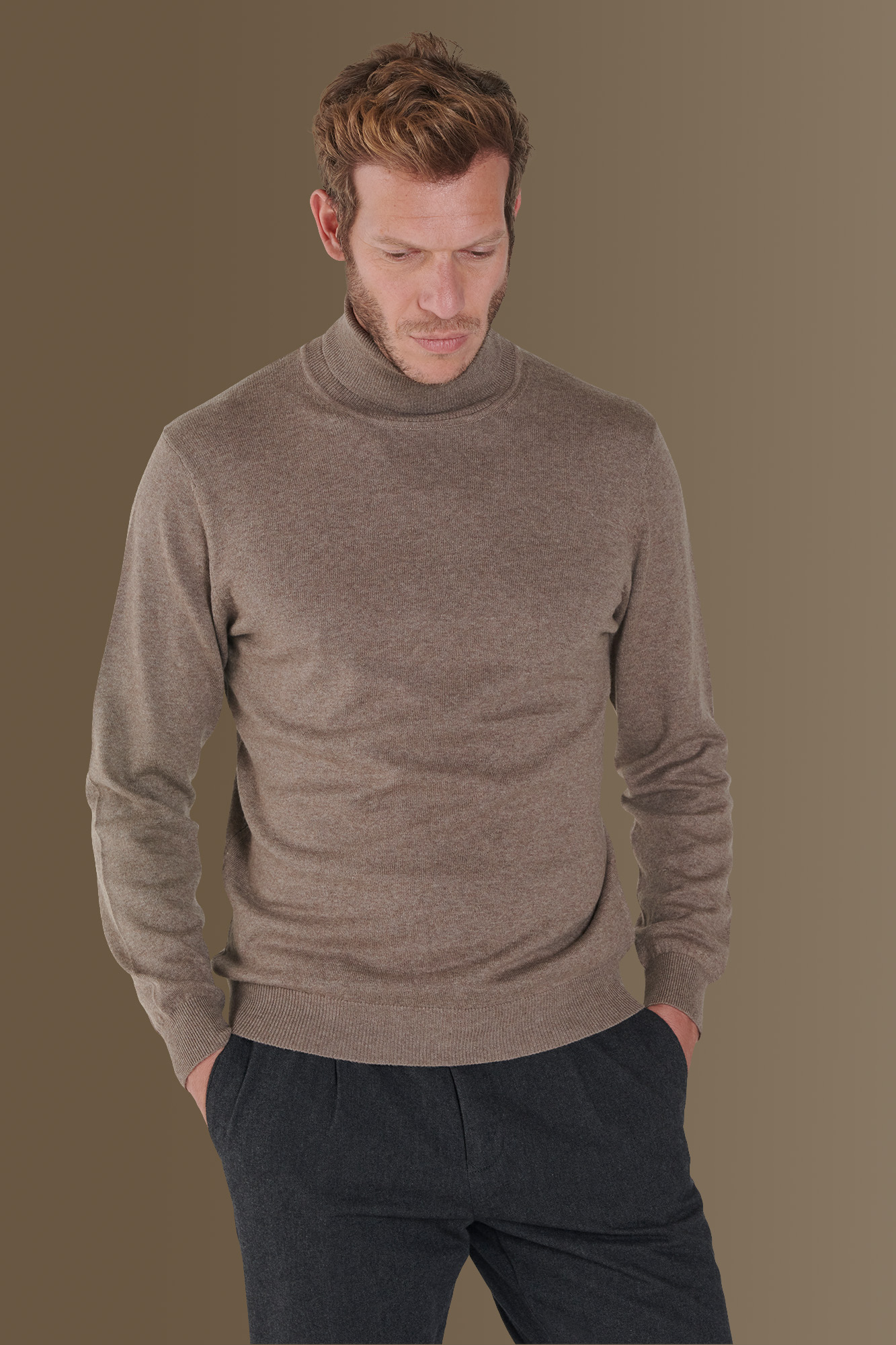 Turtleneck sweater in cotton- wool blend